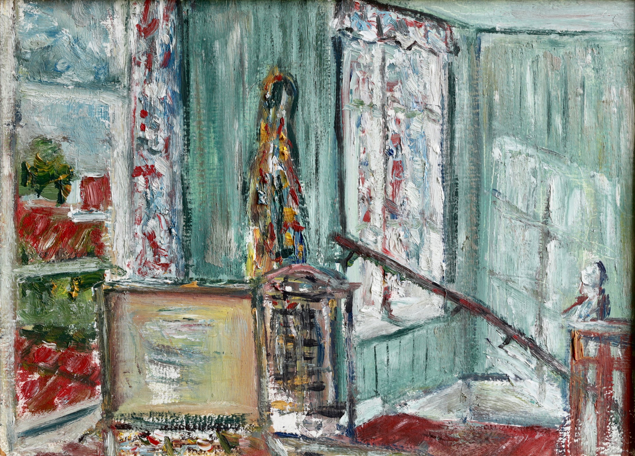 Vintage Art Original Interior Oil Painting from Sweden