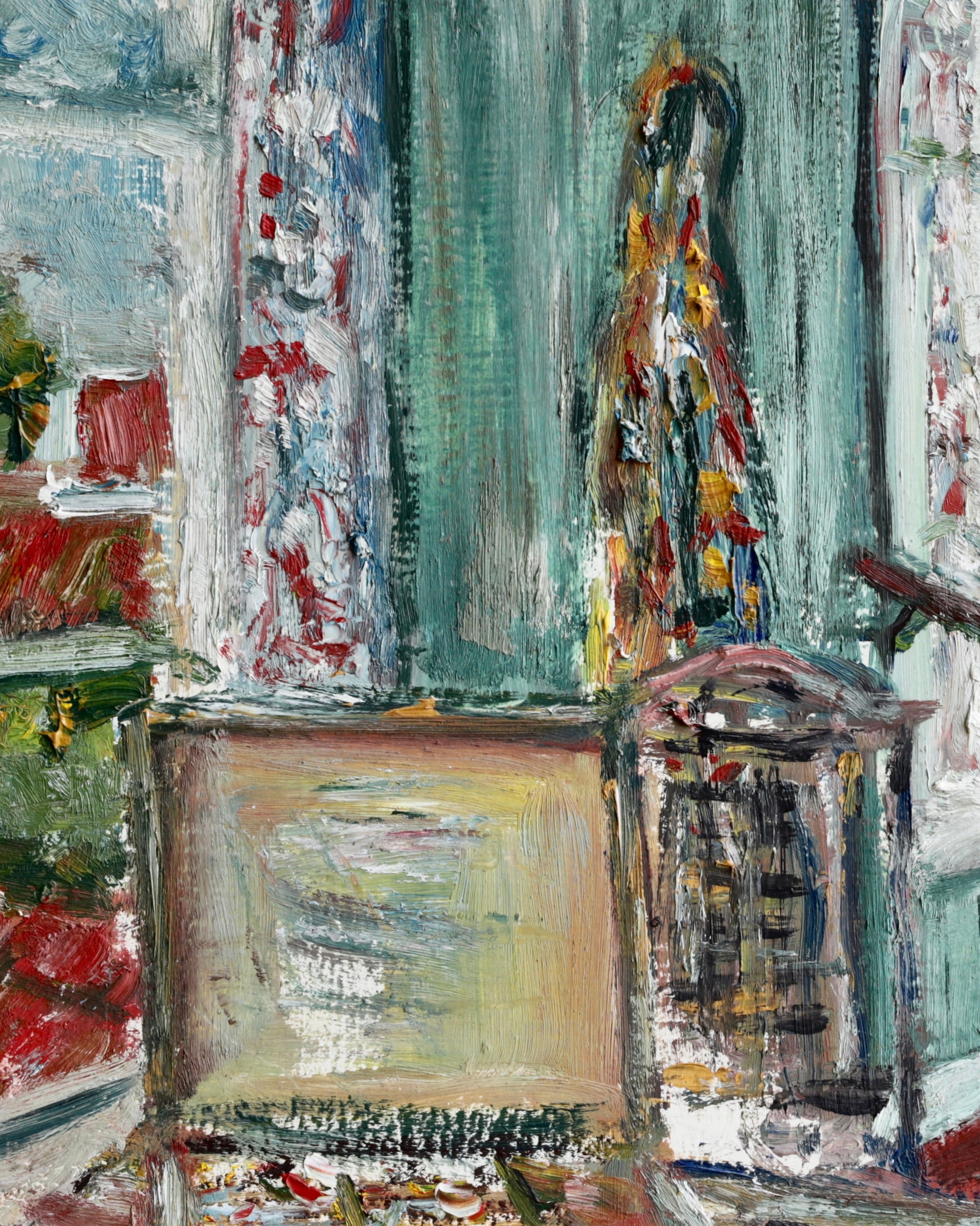 Vintage Art Original Interior Oil Painting from Sweden