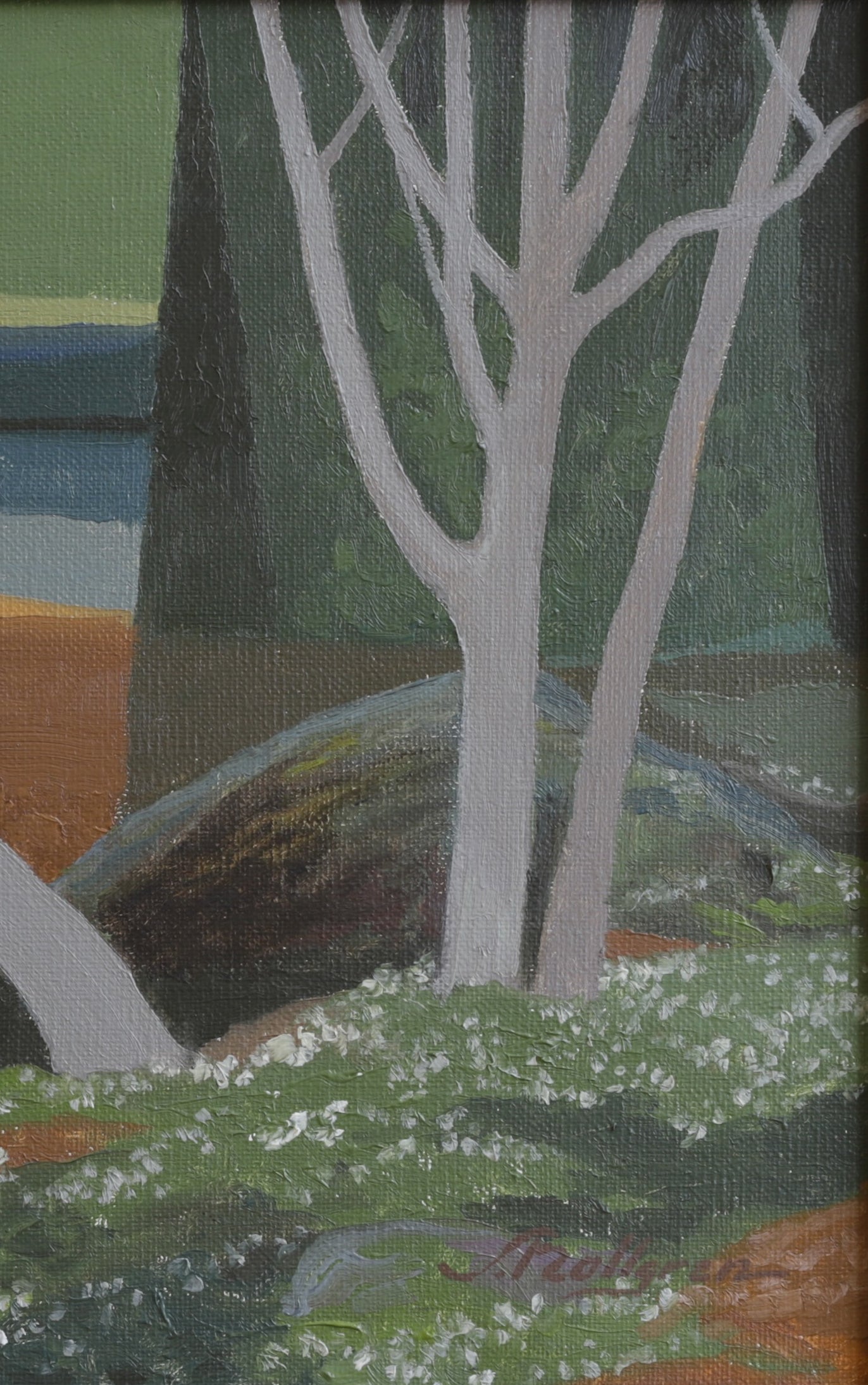 Vintage Mid Century Art Landscape Oil Painting from Sweden