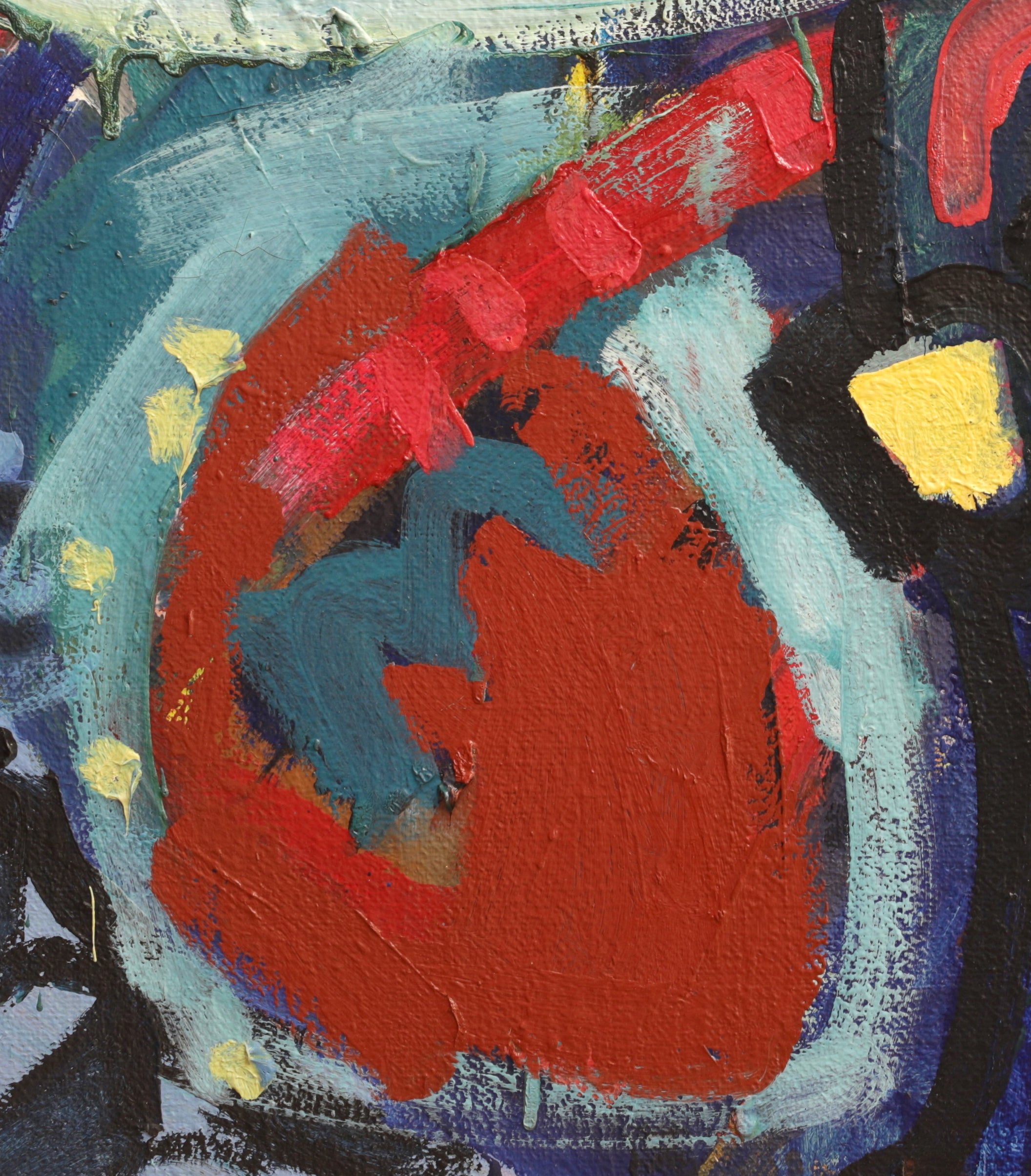 Large Original Vintage Abstract Oil Painting from Sweden