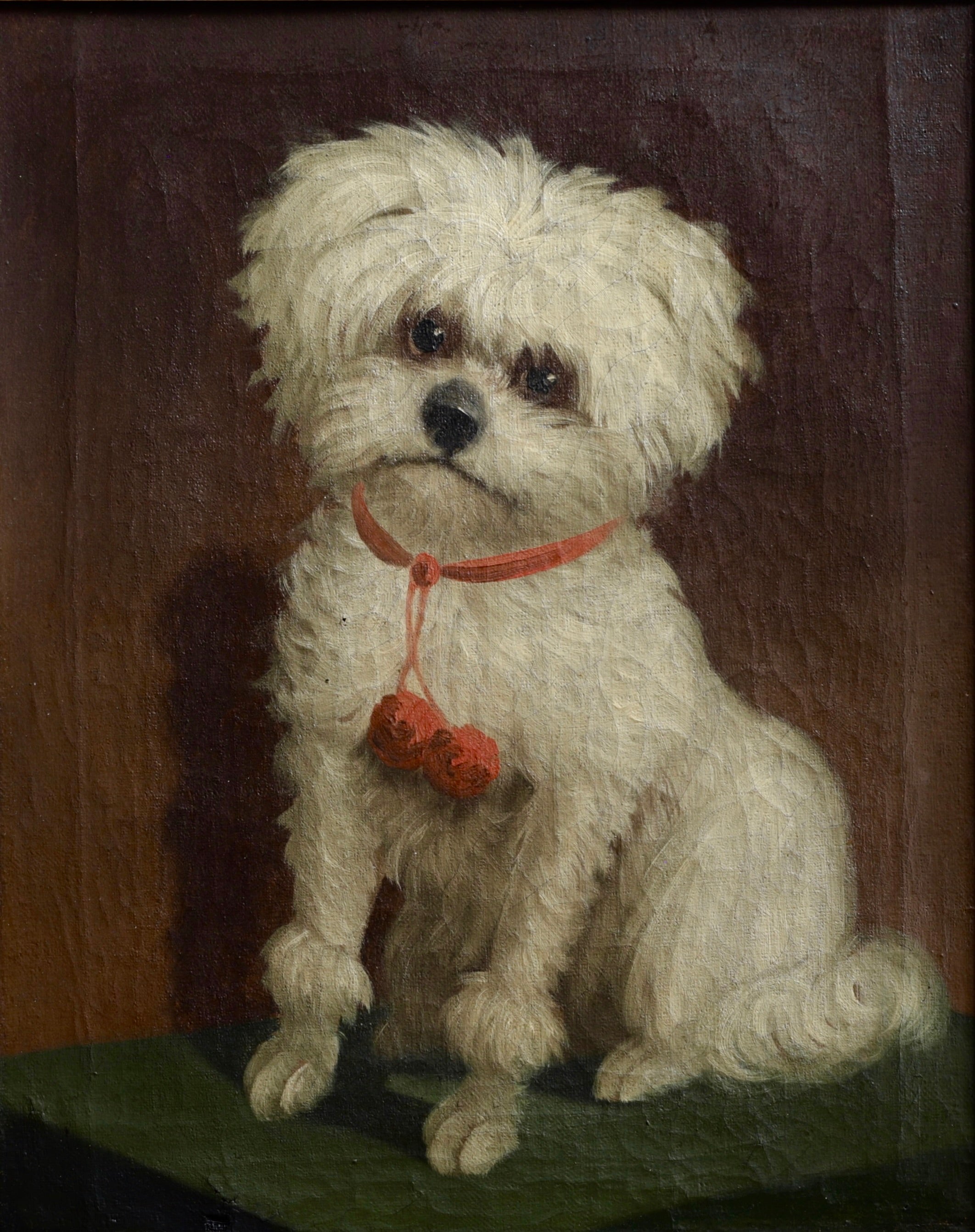 Vintage Art Original Dog Oil Painting from Sweden