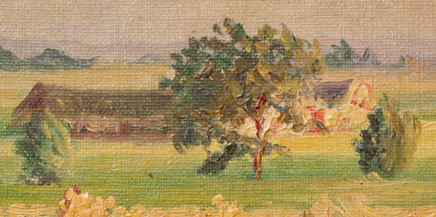 Vintage Original Haystack Oil Painting from Sweden