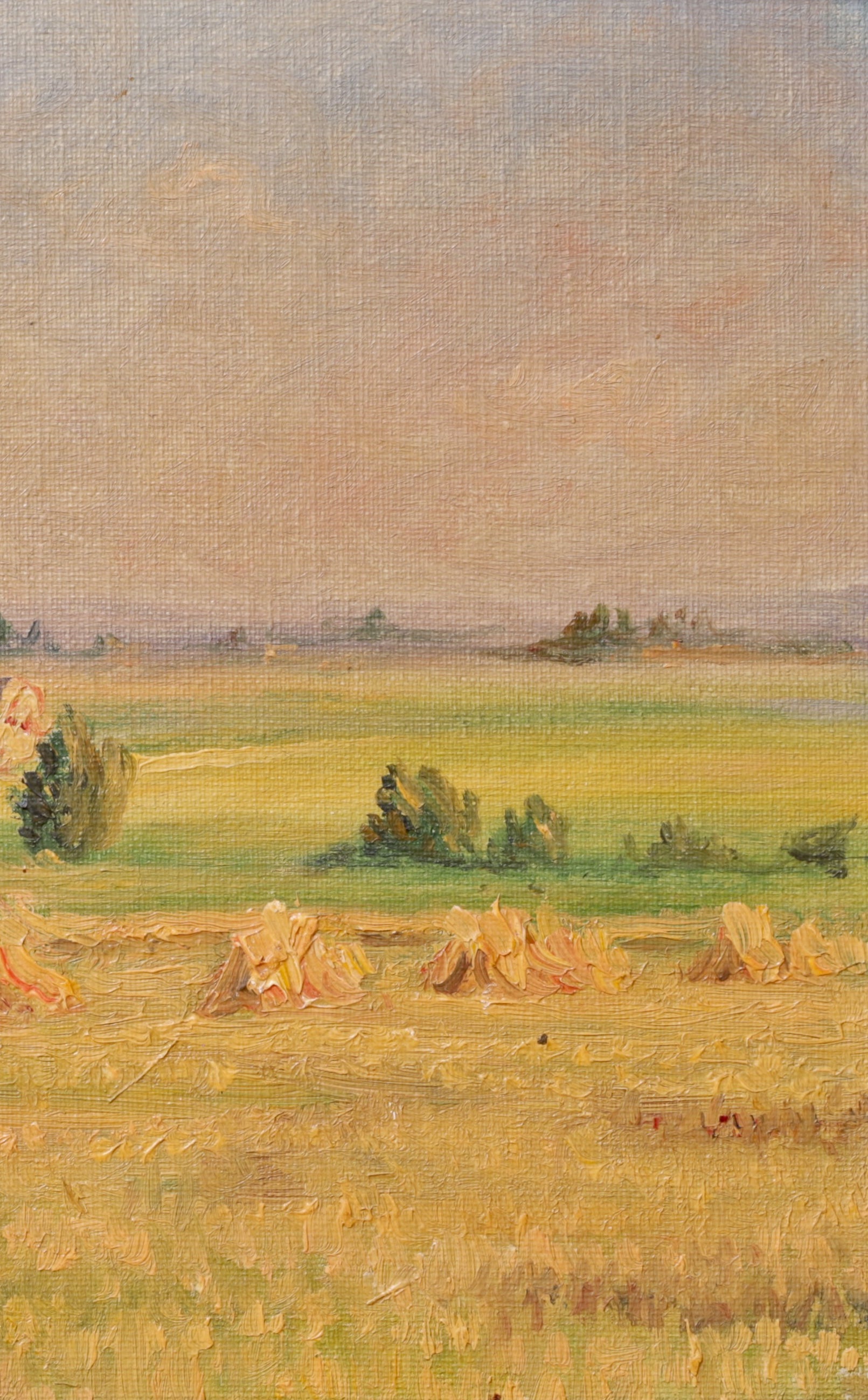 Vintage Original Haystack Oil Painting from Sweden