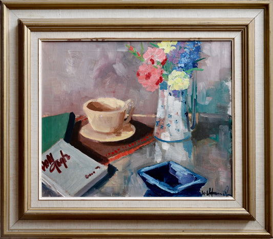 Vintage Art Mid Century Original Still Life Oil Painting by U Karlsson