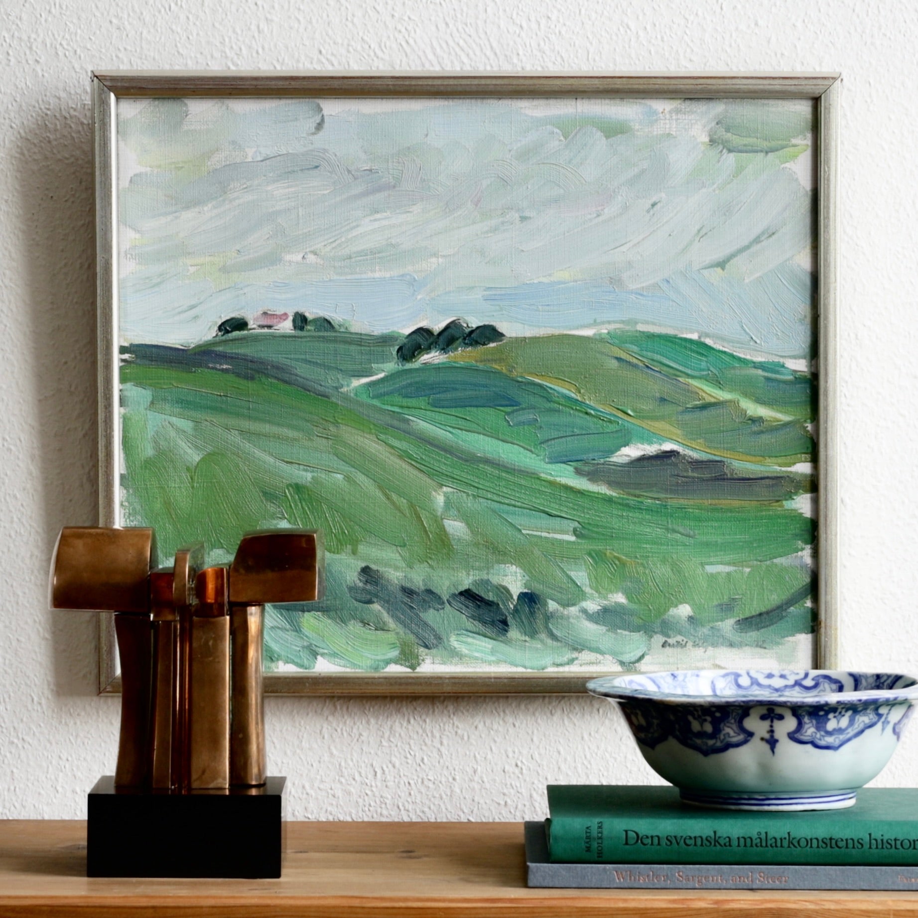 Vintage Original Landscape Oil Painting from Sweden 1972