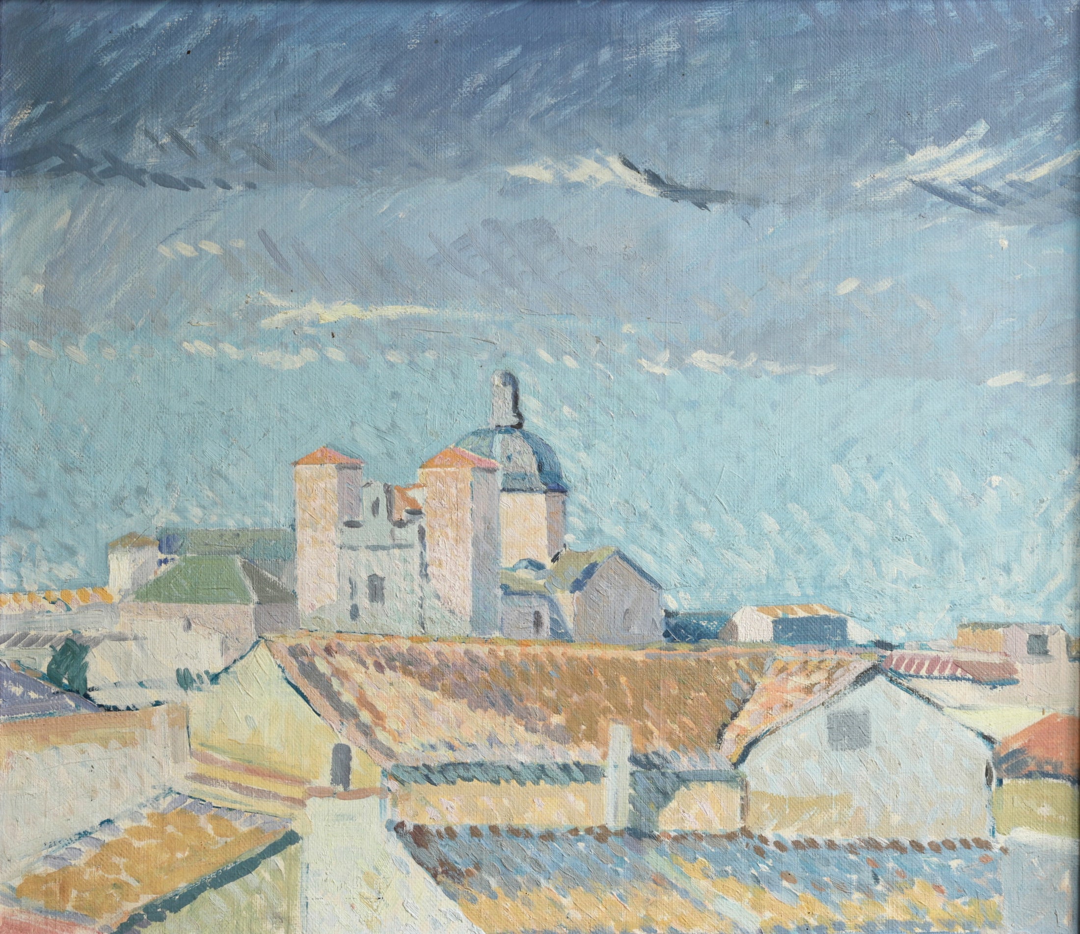 Original Vintage Mid Century Cityscape from Sweden