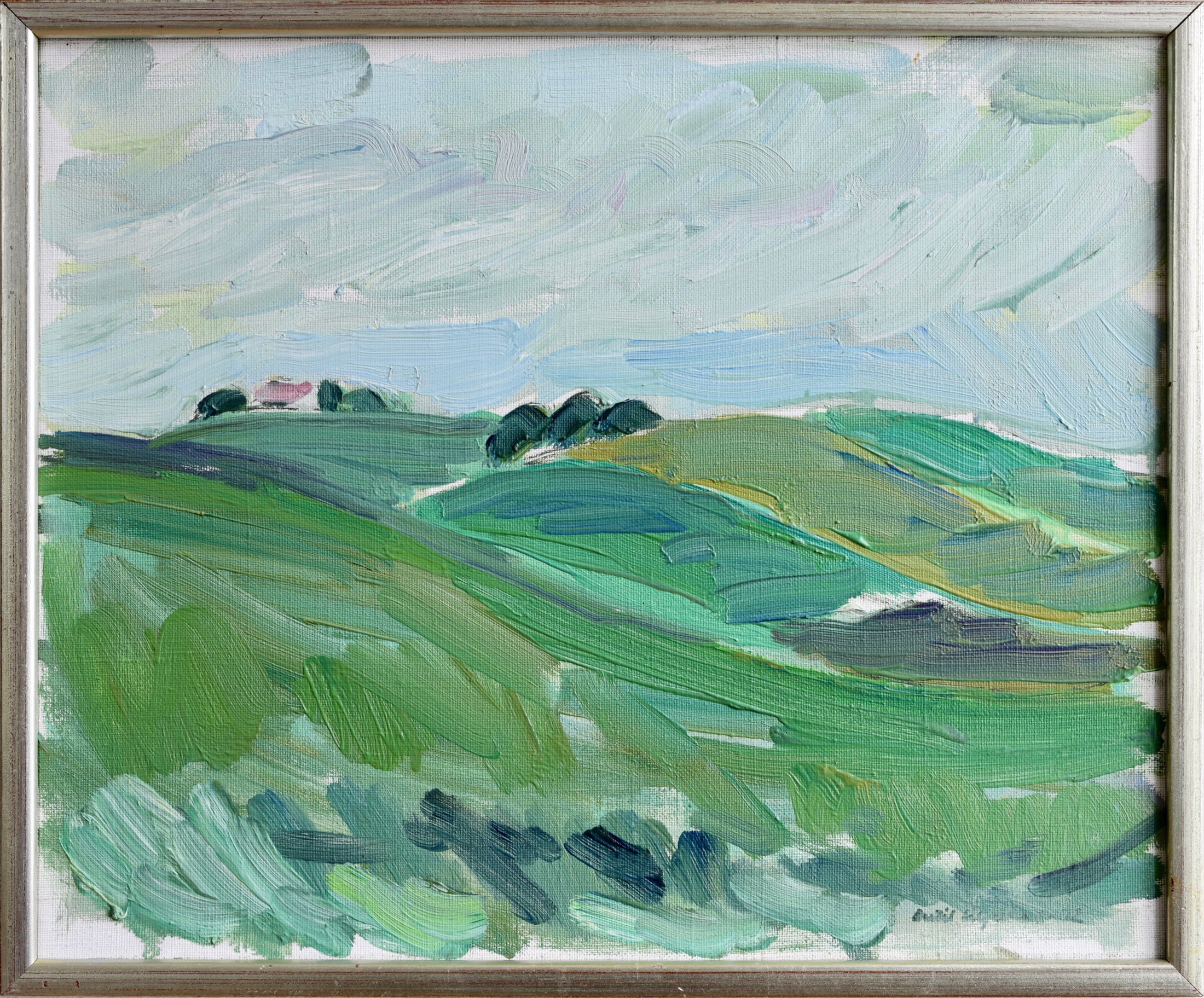 Vintage Original Landscape Oil Painting from Sweden 1972