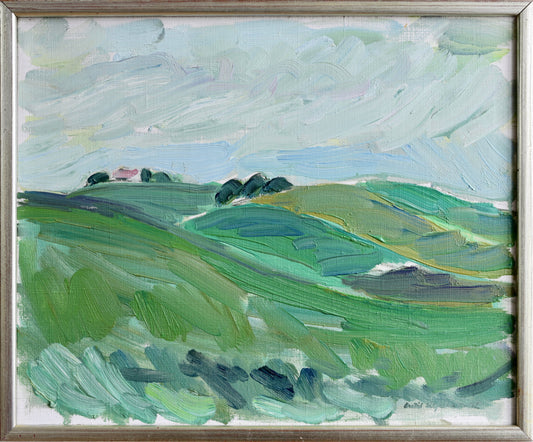 Vintage Original Landscape Oil Painting from Sweden 1972