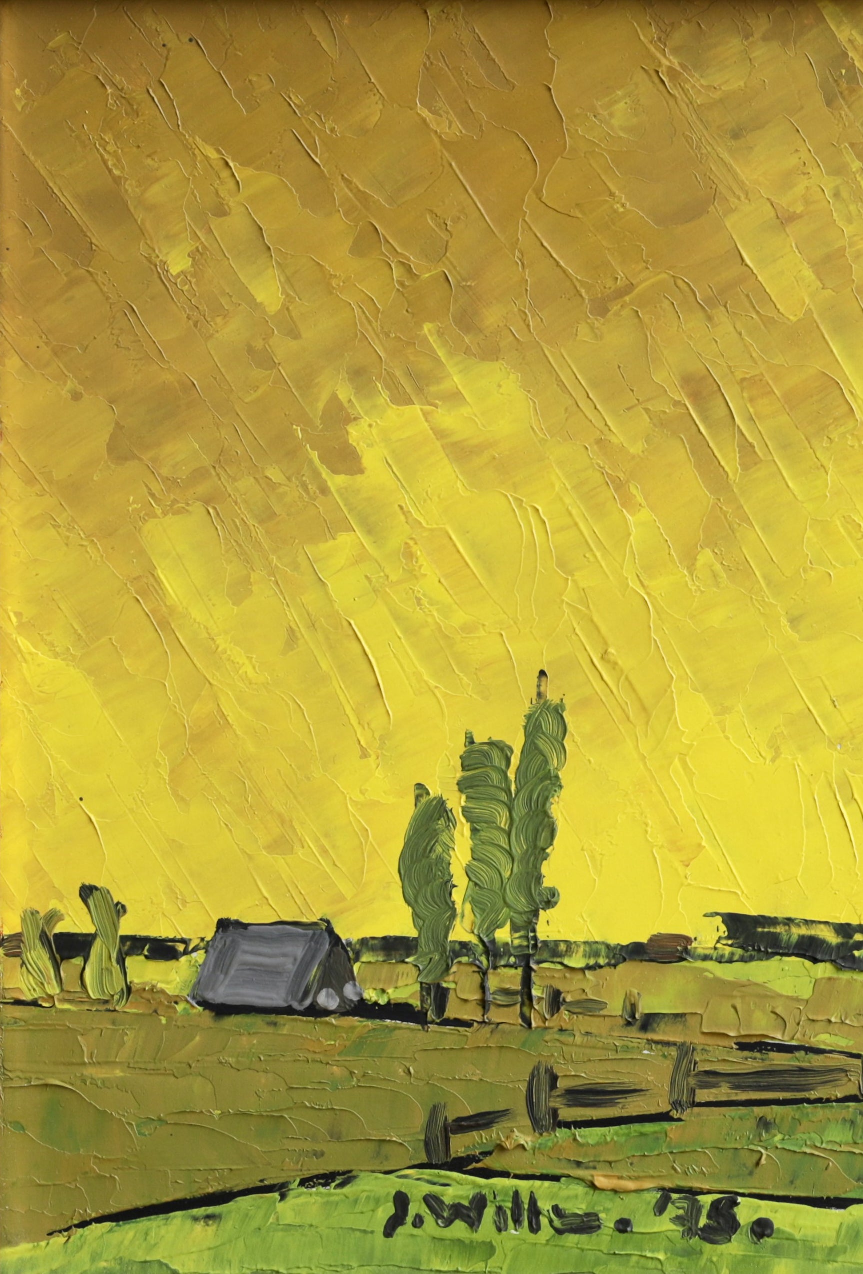 Vintage Mid Century Original Landscape Oil Painting from Sweden 1975