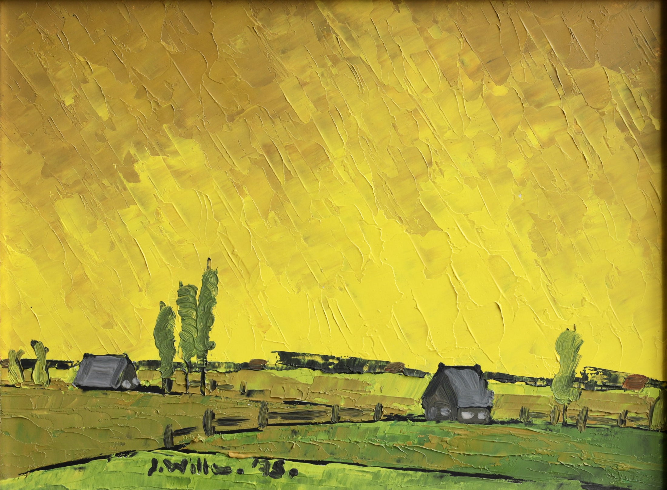 Vintage Mid Century Original Landscape Oil Painting from Sweden 1975