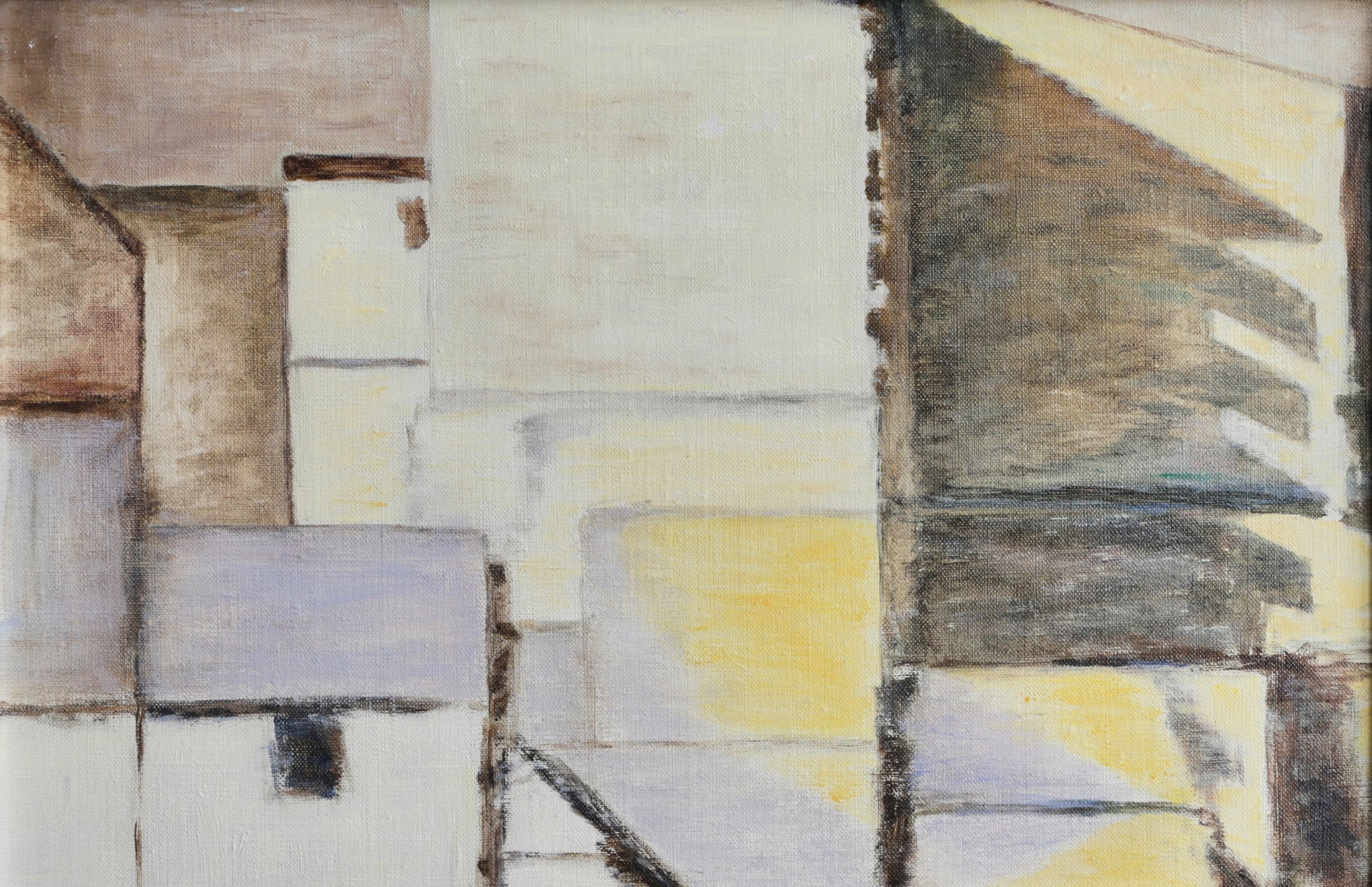 Vintage Original Abstract Oil Painting from Sweden 1974