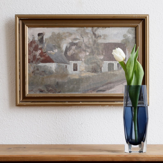Vintage Art Original Farmhouse Oil Painting from Sweden 1930
