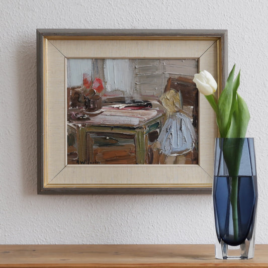 Vintage Art Mid Century Original Oil Painting from Sweden