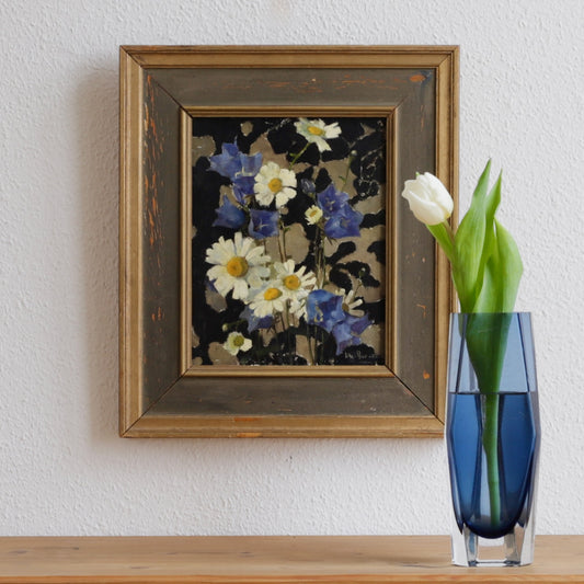 Vintage Original Still Life Floral Oil Painting from Sweden
