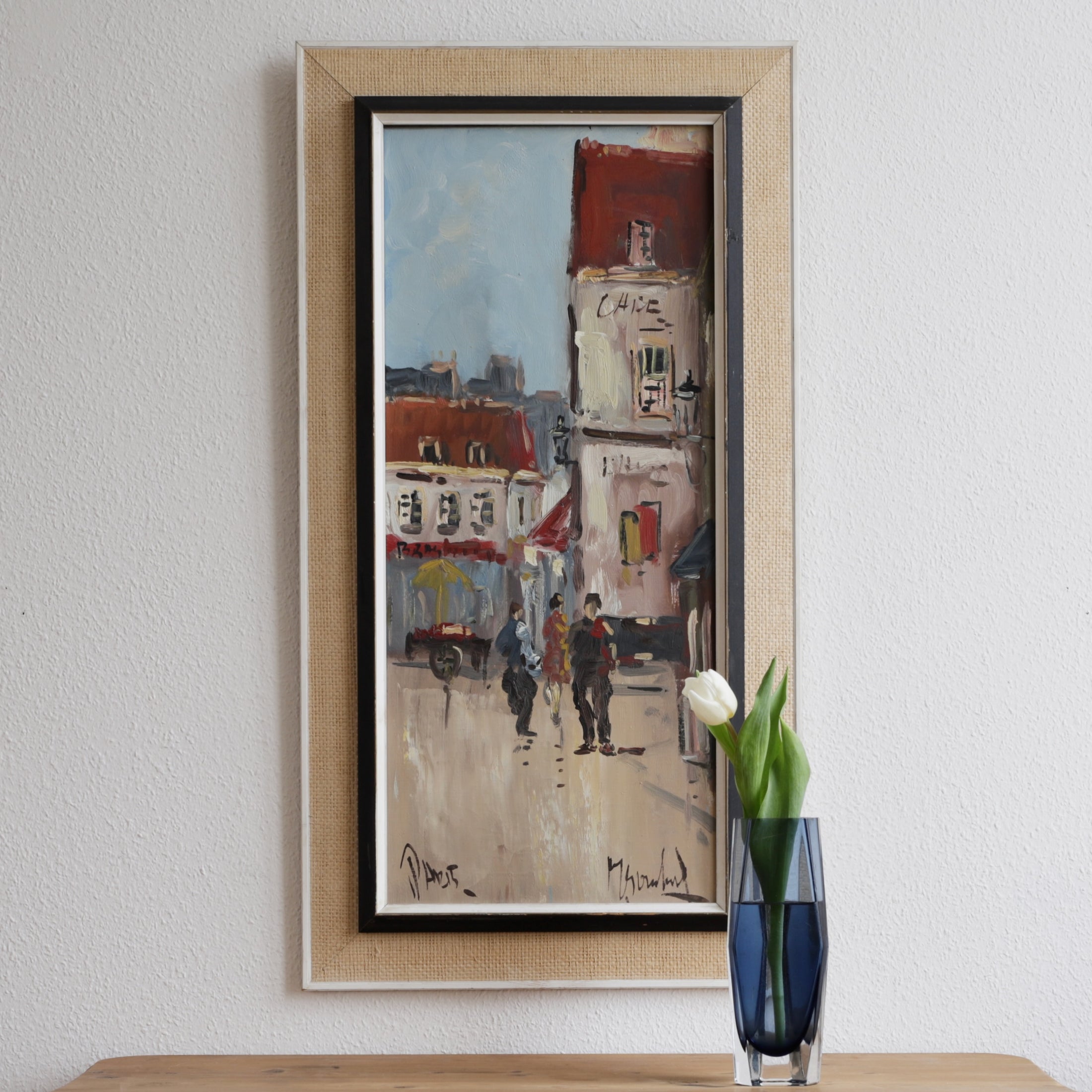 Mid Century Original Vintage Art Original Parisian Cityscape