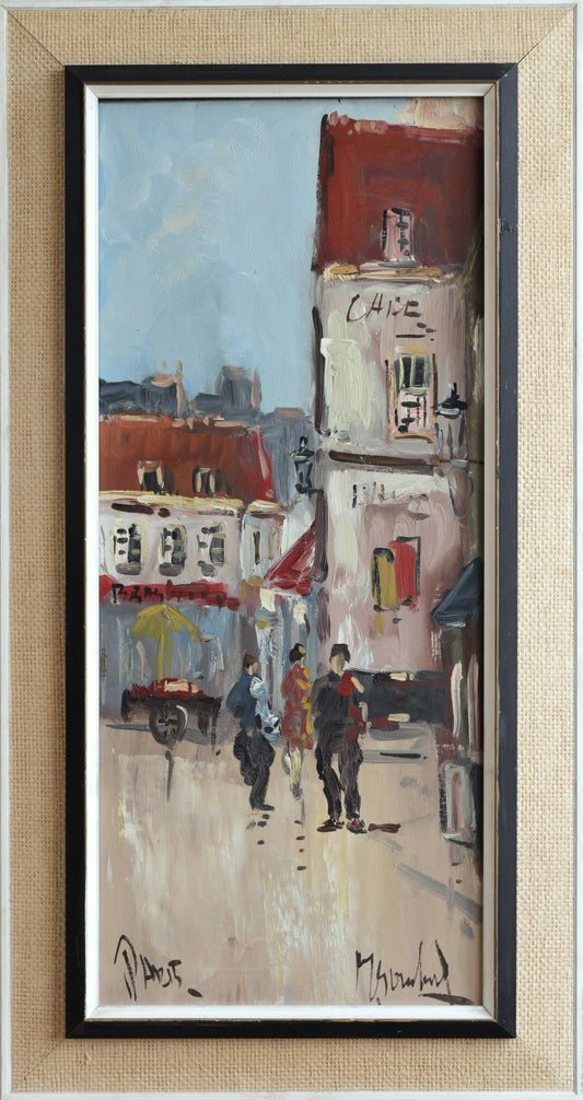 Mid Century Original Vintage Art Original Parisian Cityscape