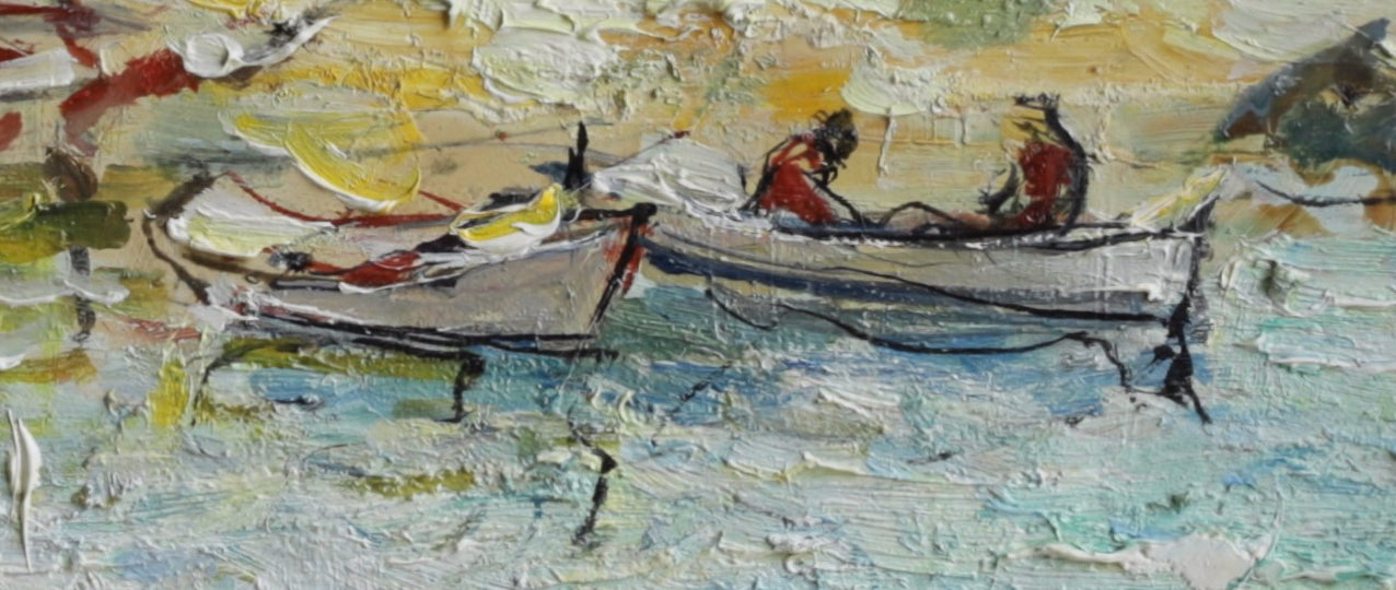 Original Vintage Art Coastal Oil Painting from Sweden