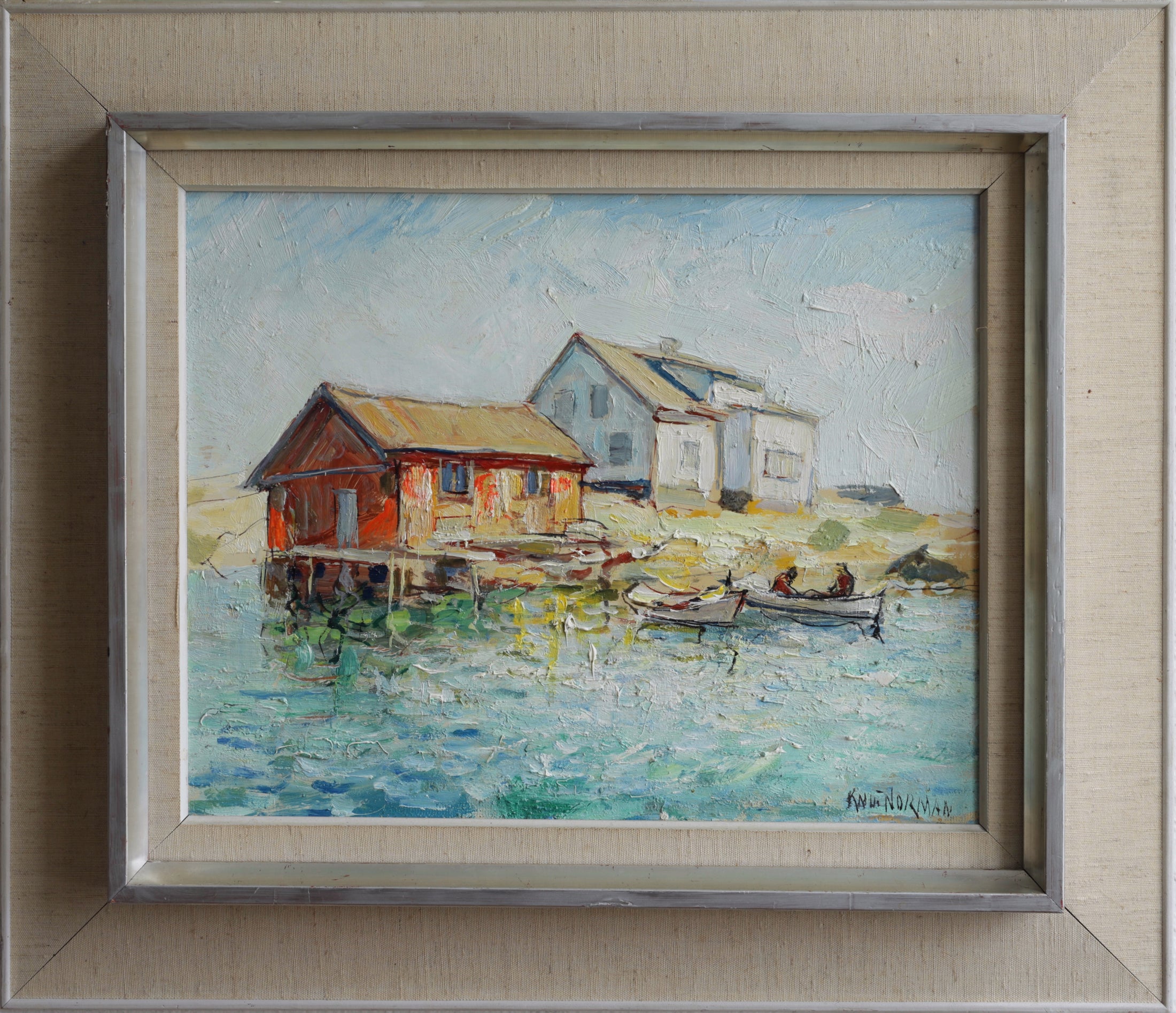 Original Vintage Art Coastal Oil Painting from Sweden