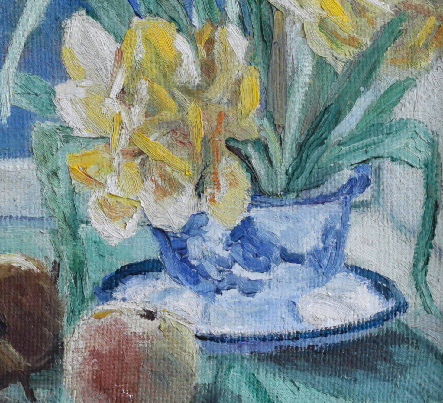 Mid Century Vintage Original Floral Oil Painting from Sweden 1954