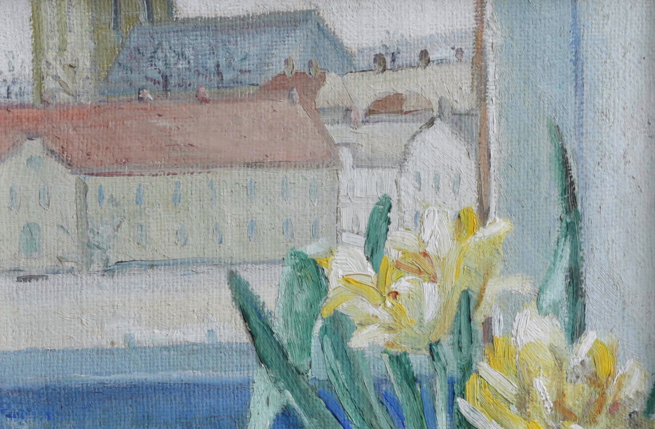 Mid Century Vintage Original Floral Oil Painting from Sweden 1954