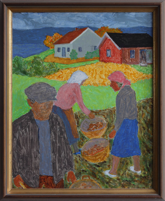 Vintage Mid Century Art Oil Painting from Sweden