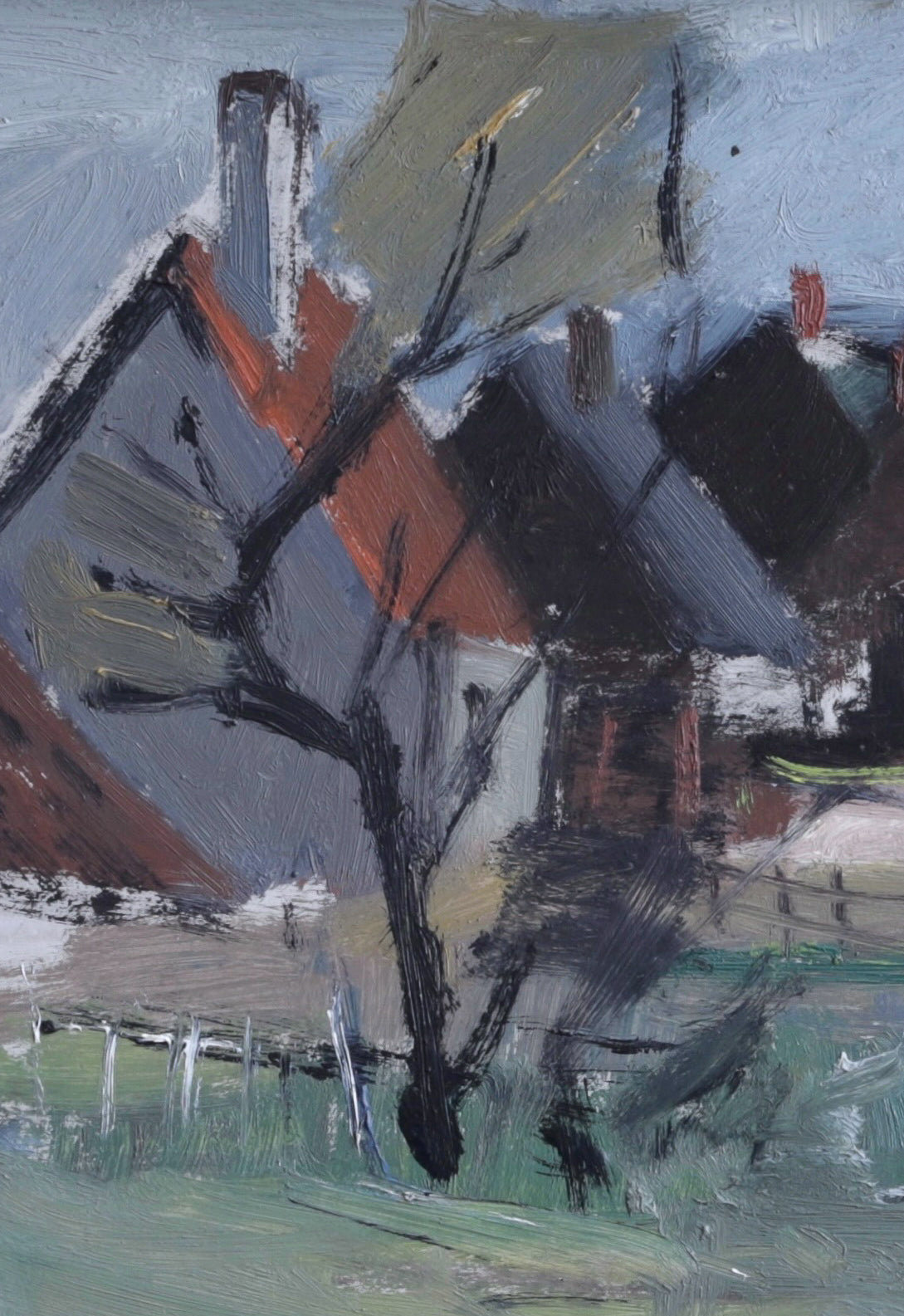 Vintage Original Countryside Landscape Oil Painting from Sweden