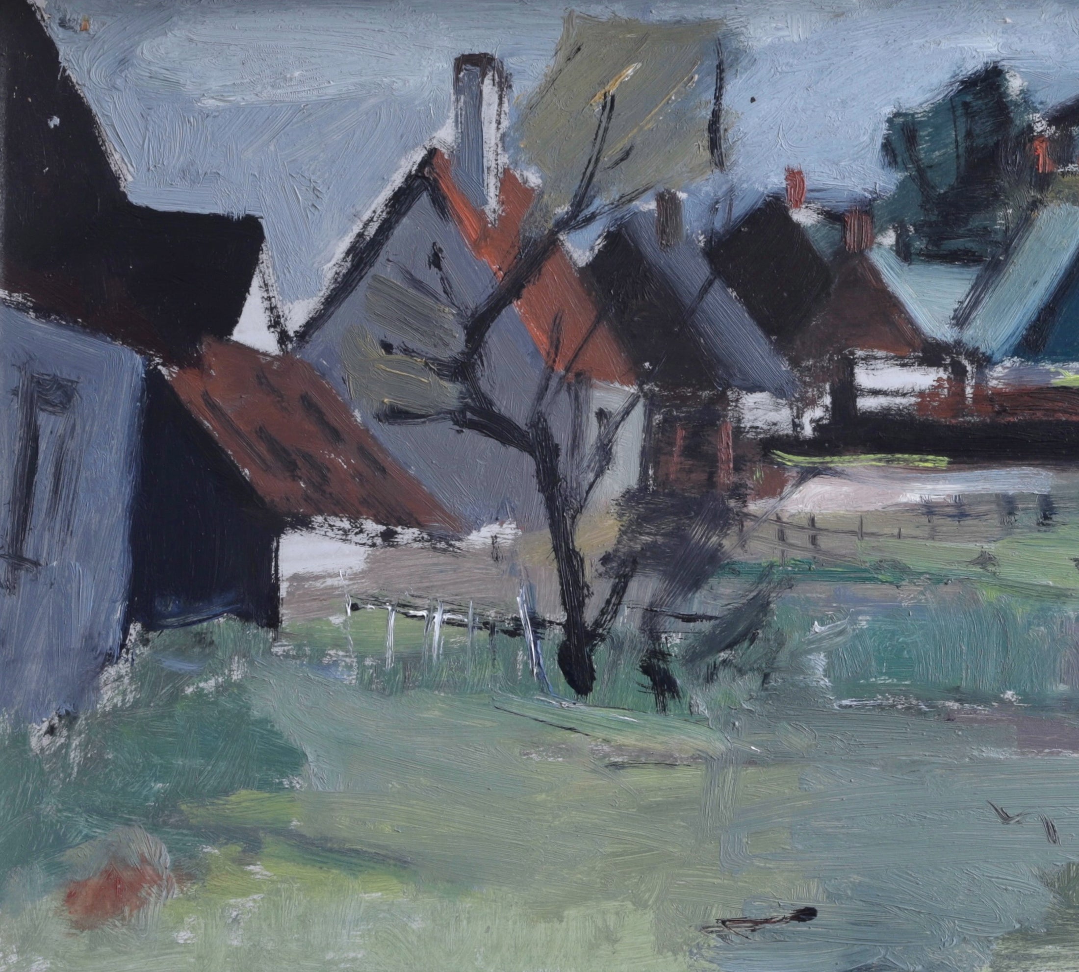 Vintage Original Countryside Landscape Oil Painting from Sweden