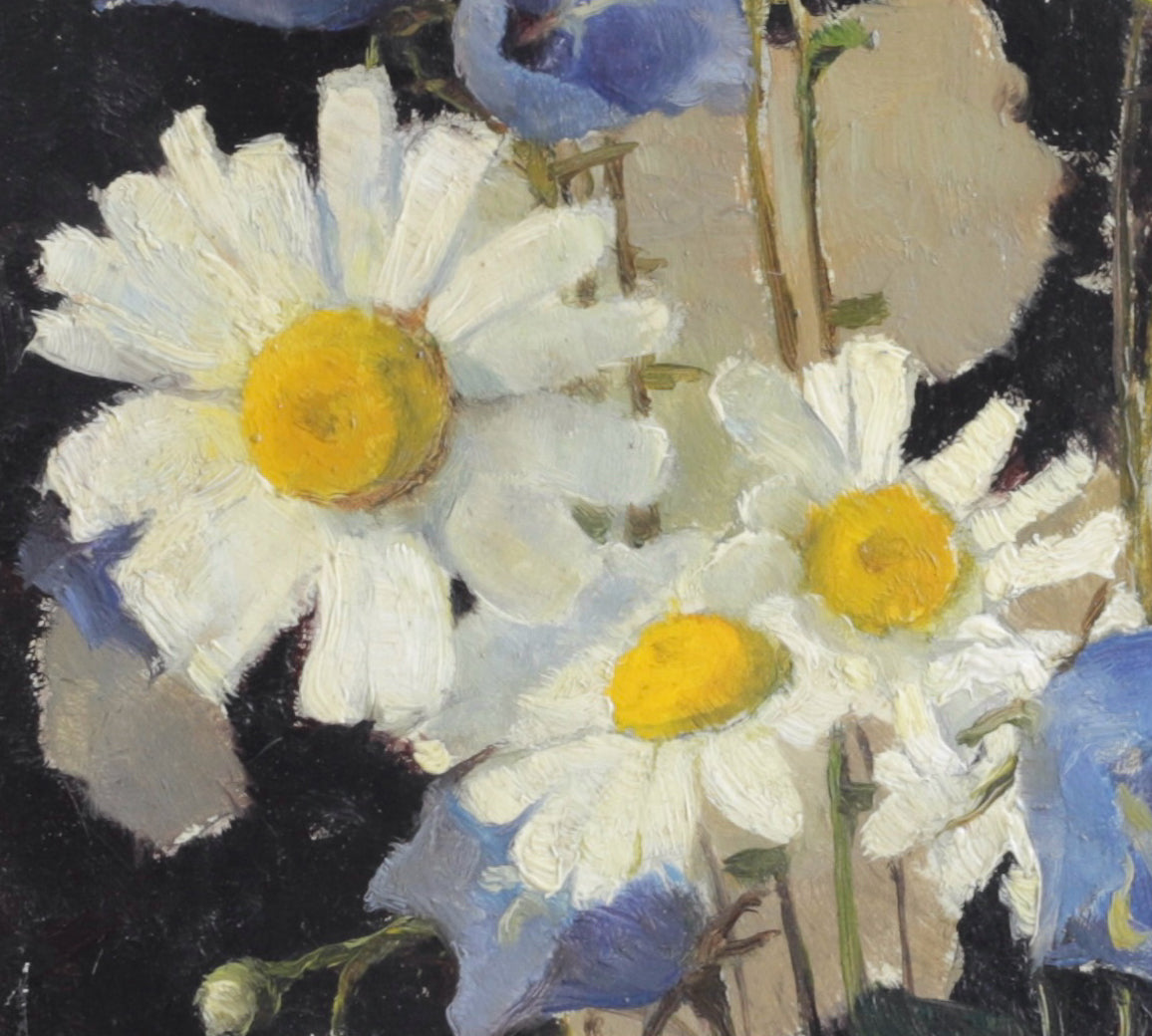 Vintage Original Still Life Floral Oil Painting from Sweden