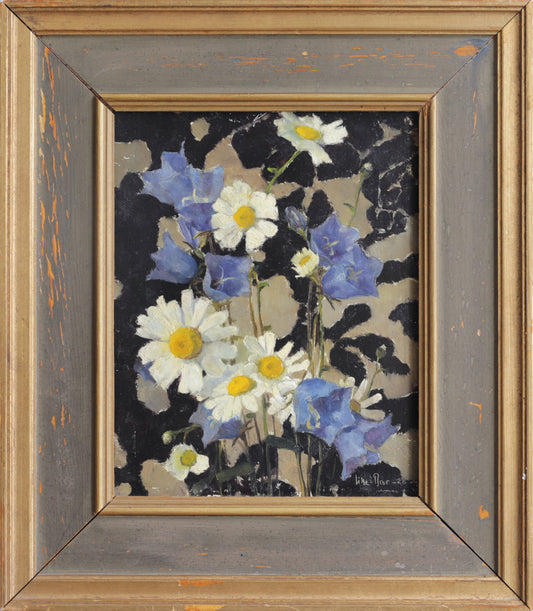 Vintage Original Still Life Floral Oil Painting from Sweden