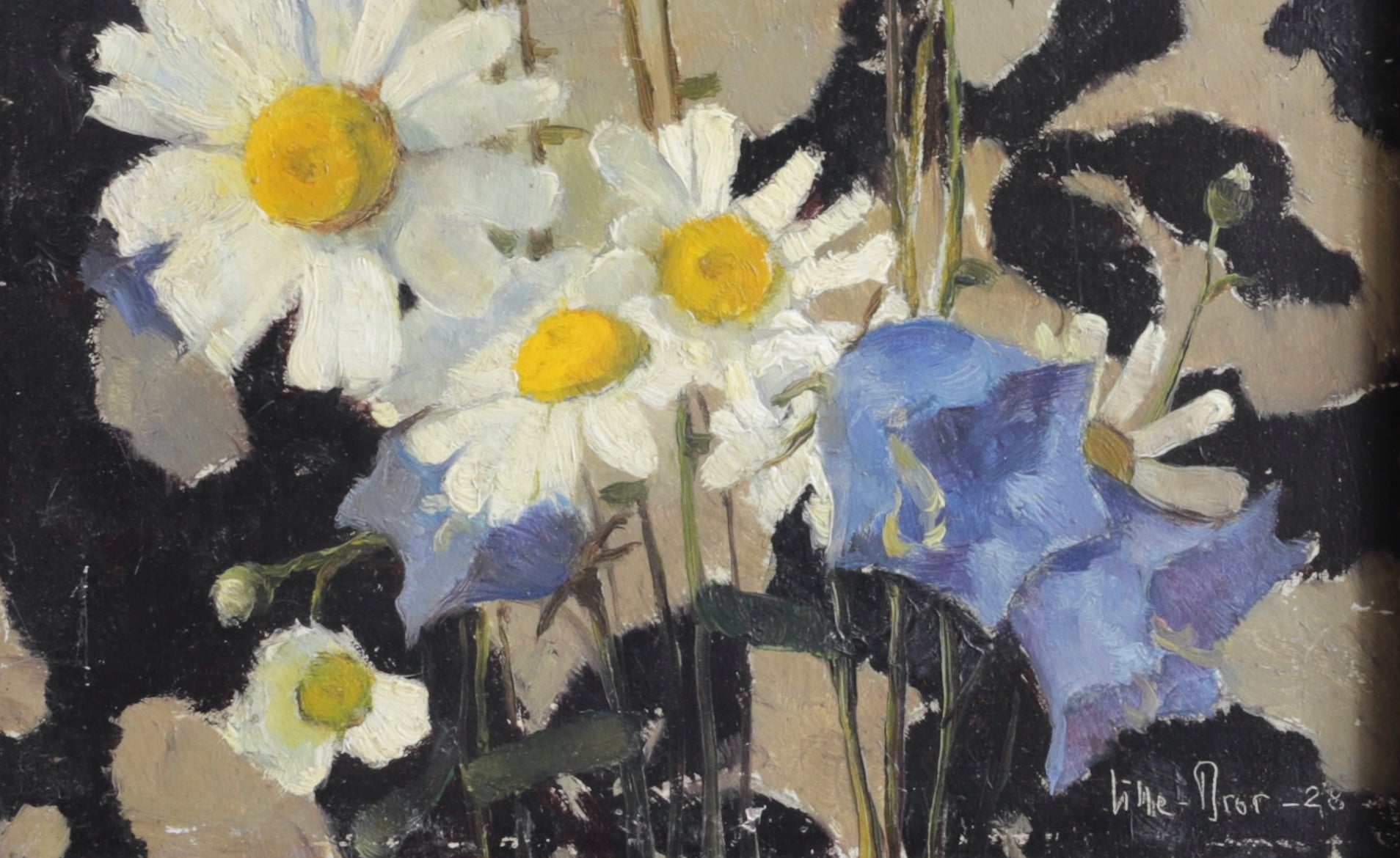 Vintage Original Still Life Floral Oil Painting from Sweden