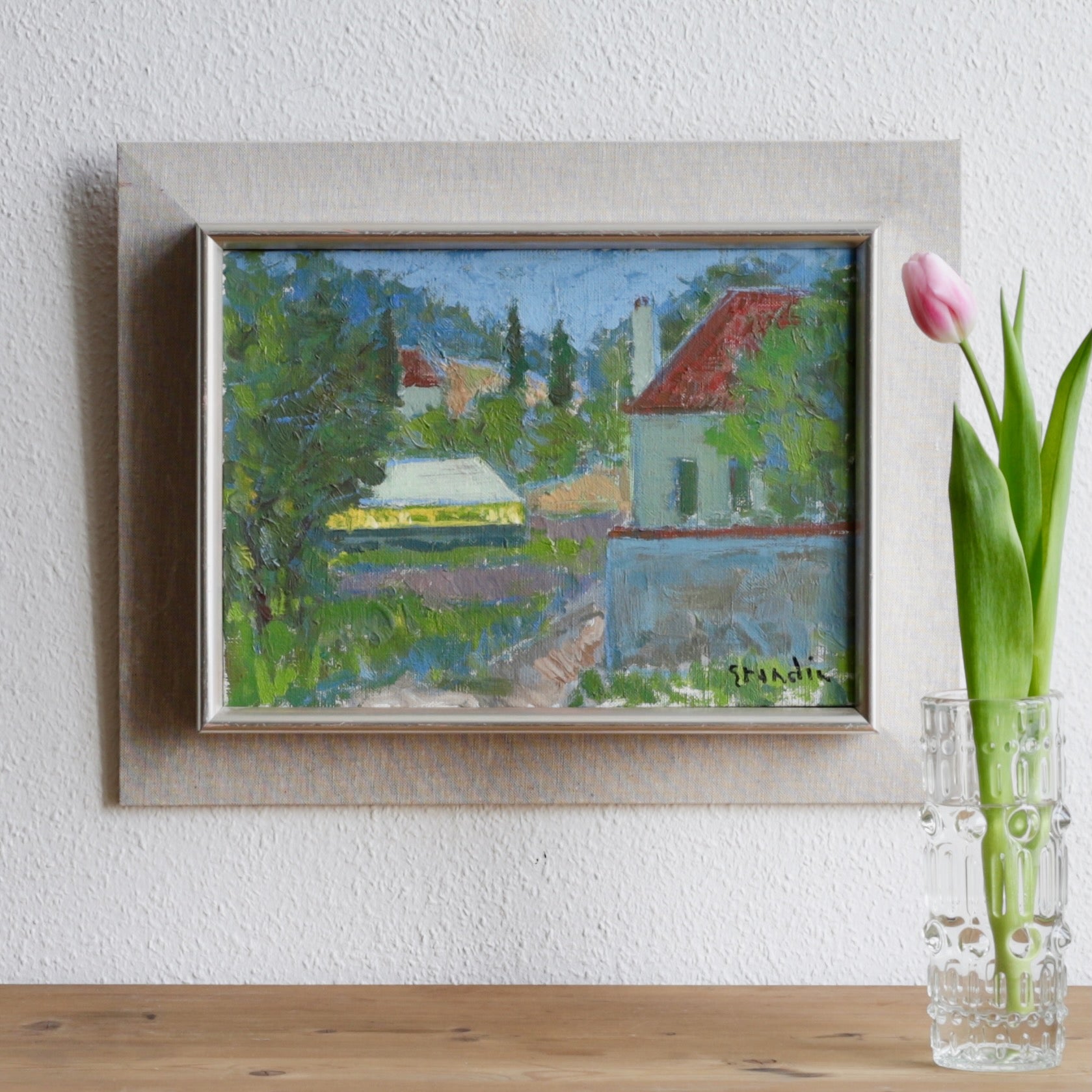 Vintage Mid Century Art Original Landscape Oil Painting from Sweden