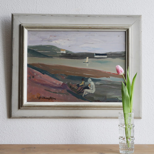 Vintage Art Original Coastal Oil Painting From Sweden