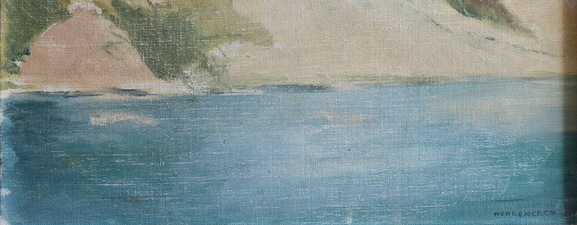 Mid Century Original Coastal Oil Painting from Sweden 1971