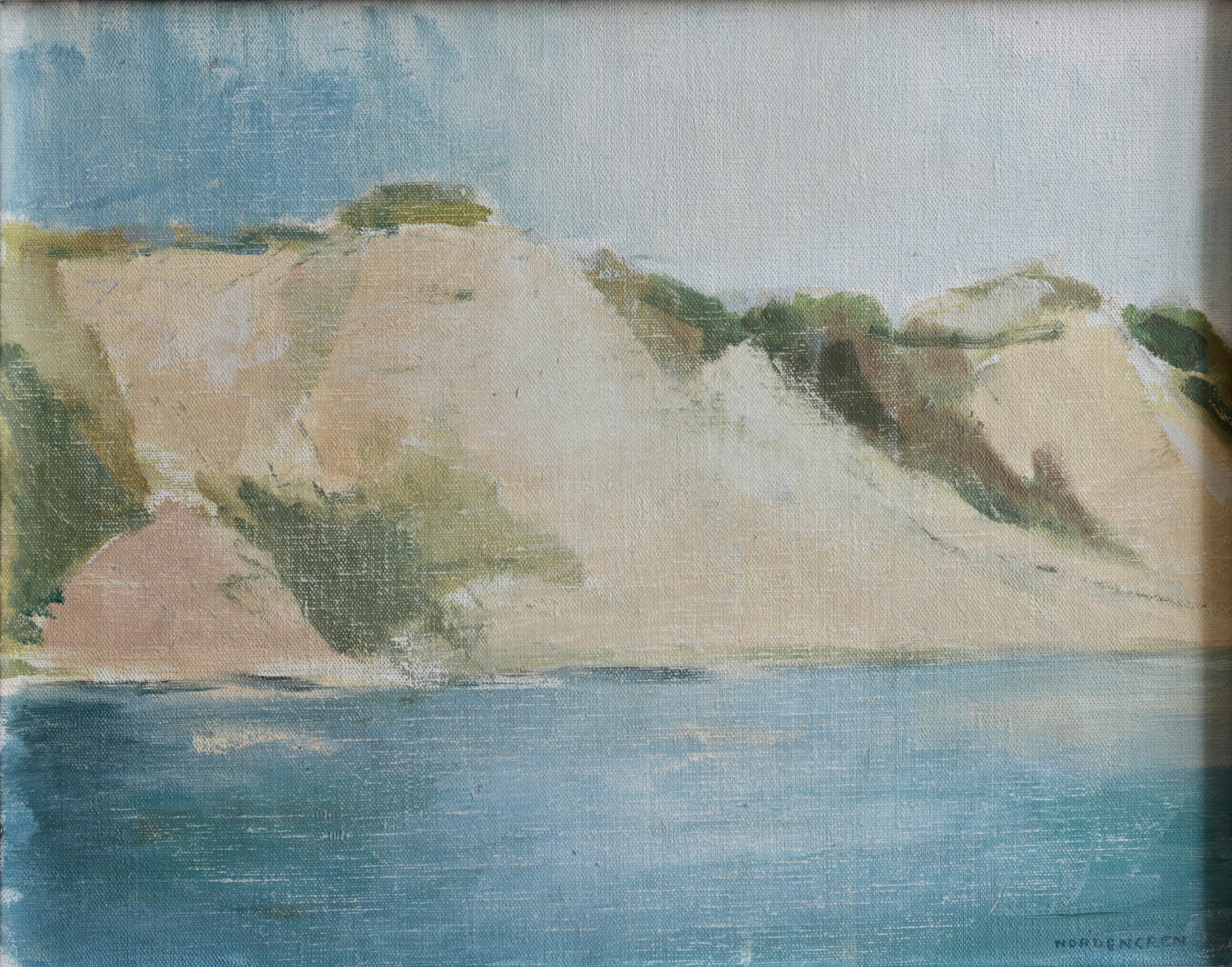 Mid Century Original Coastal Oil Painting from Sweden 1971