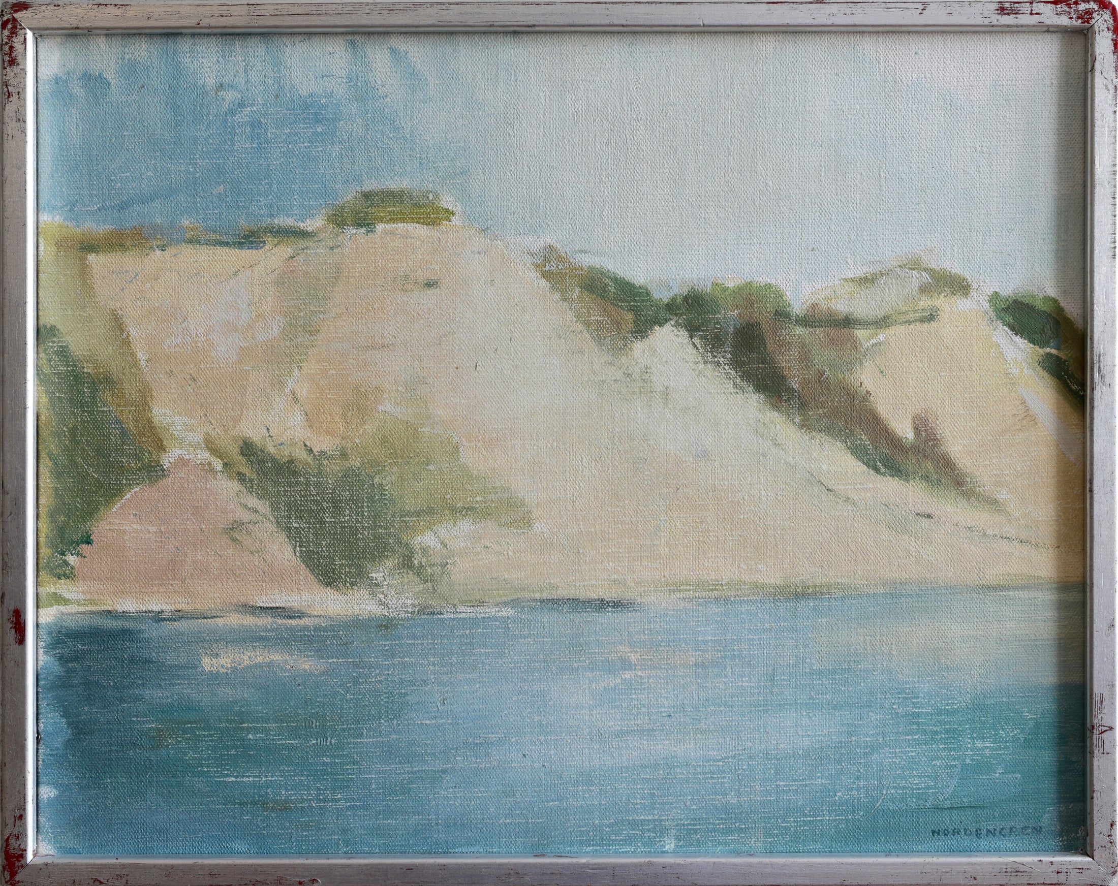 Mid Century Original Coastal Oil Painting from Sweden 1971