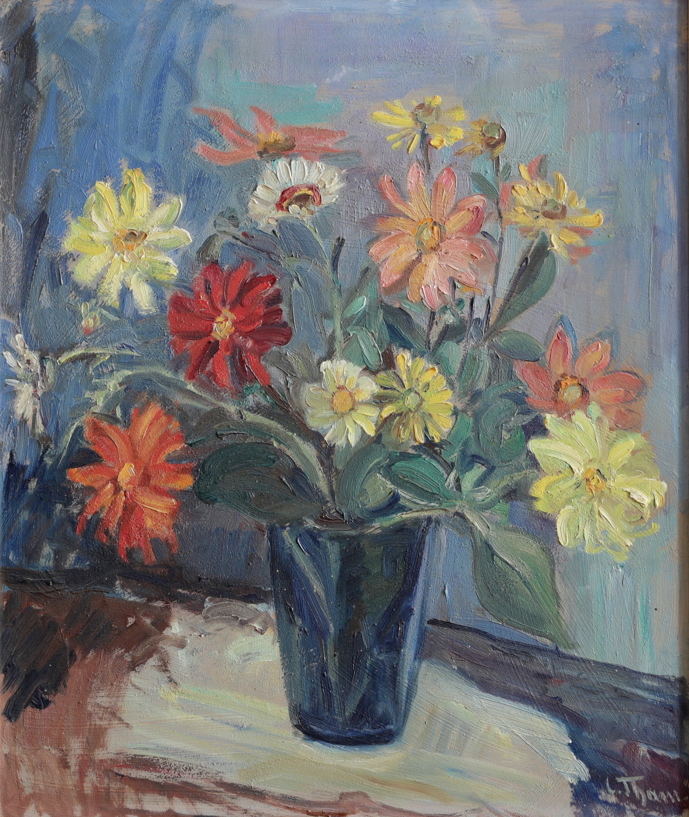 Vintage Art Still Life Original Floral Oil Painting From Sweden