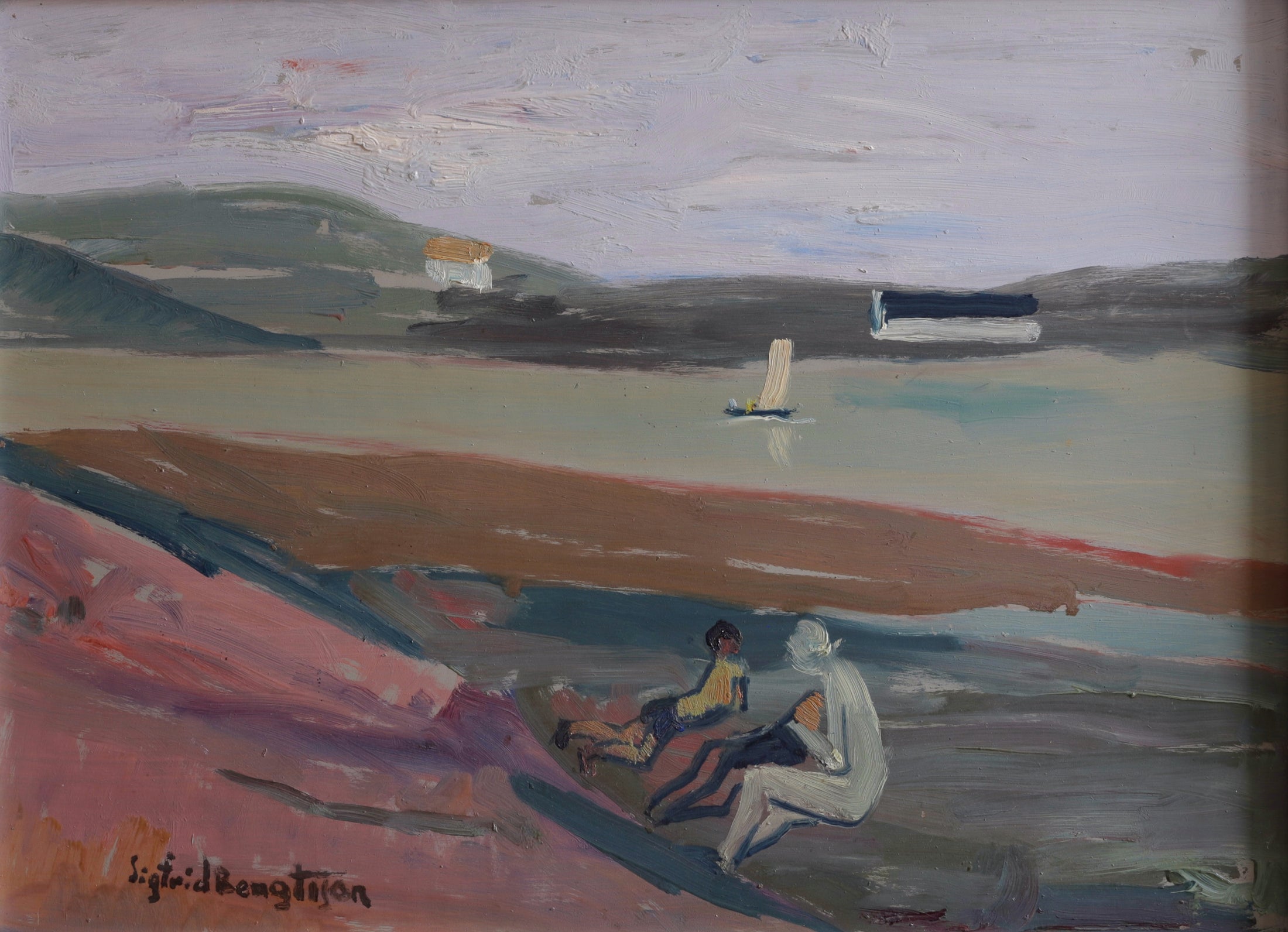 Vintage Art Original Coastal Oil Painting From Sweden