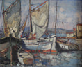 Load image into Gallery viewer, Original Vintage Art Sailboat Oil Painting By T Ahlm Sweden
