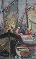 Load image into Gallery viewer, Original Vintage Art Sailboat Oil Painting By T Ahlm Sweden
