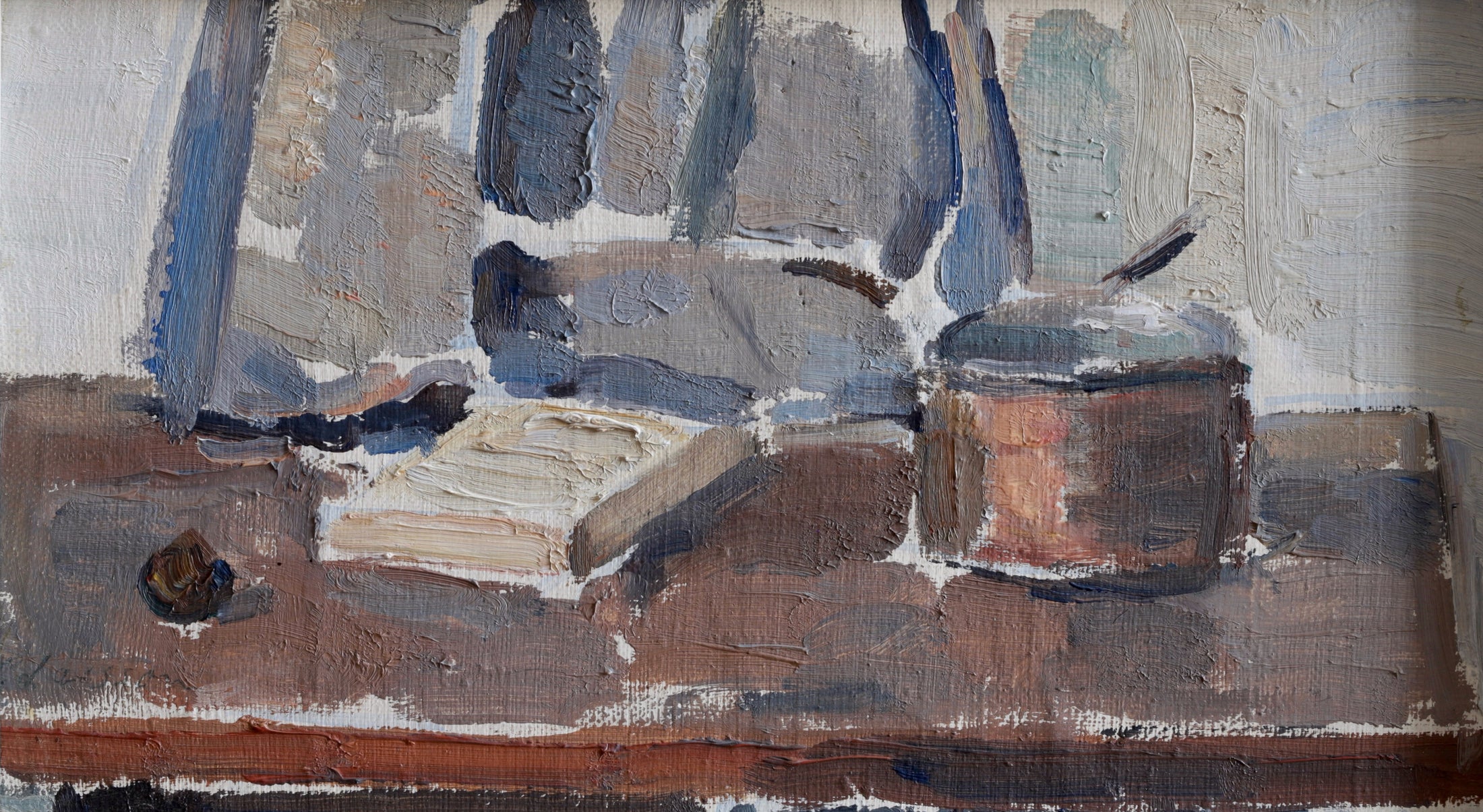 Vintage Art Room Kitchen Still Life Oil Painting From Sweden by N Larsson