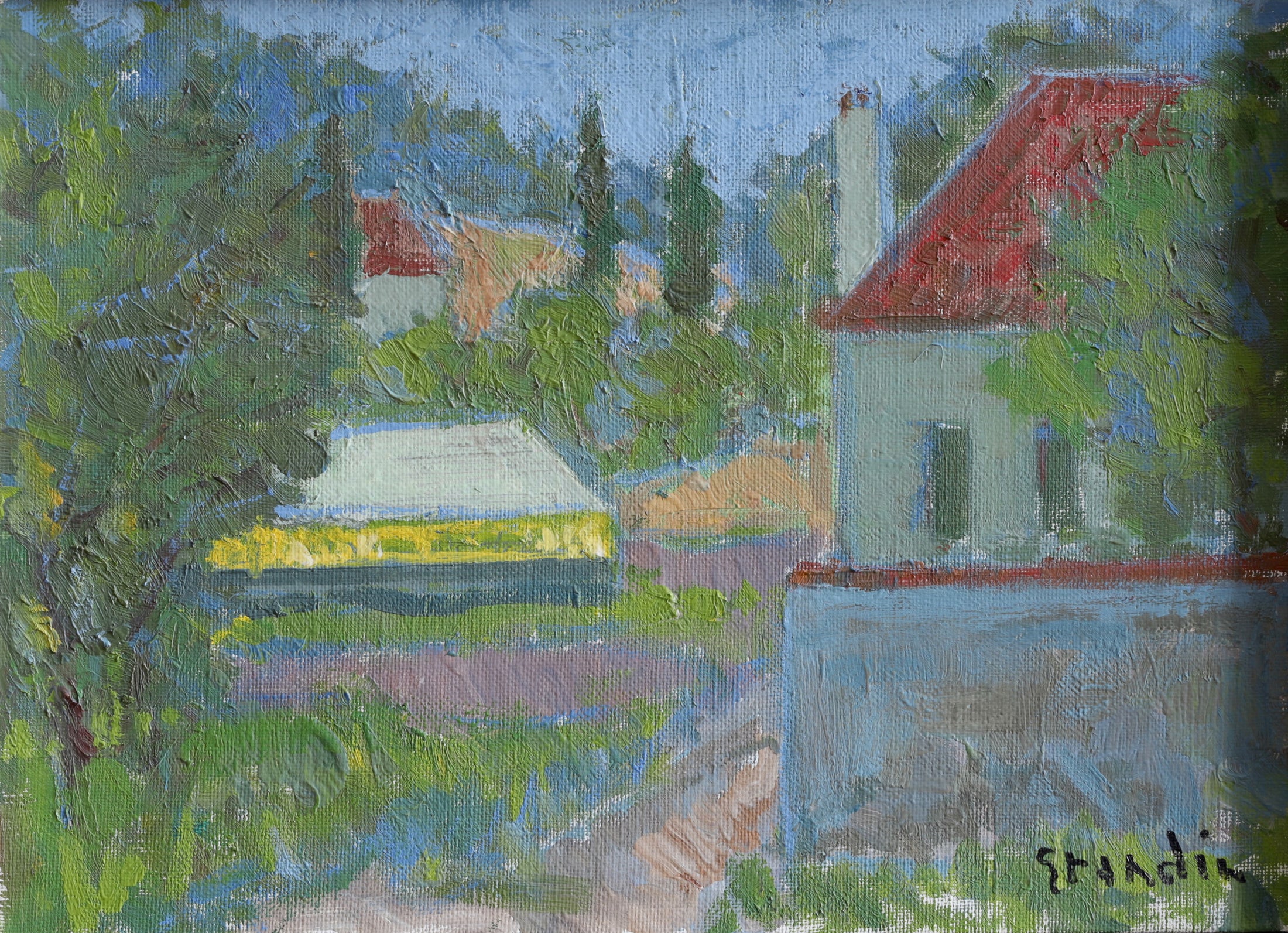 Vintage Mid Century Art Original Landscape Oil Painting from Sweden