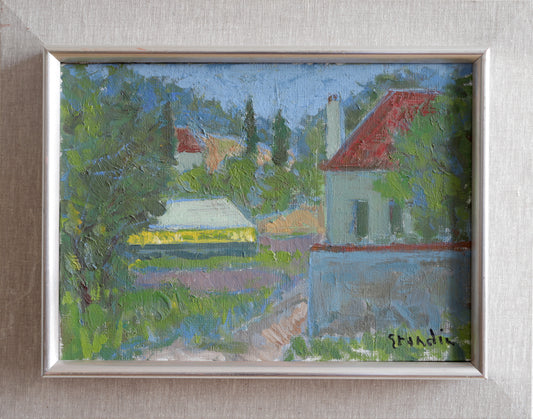 Vintage Mid Century Art Original Landscape Oil Painting from Sweden