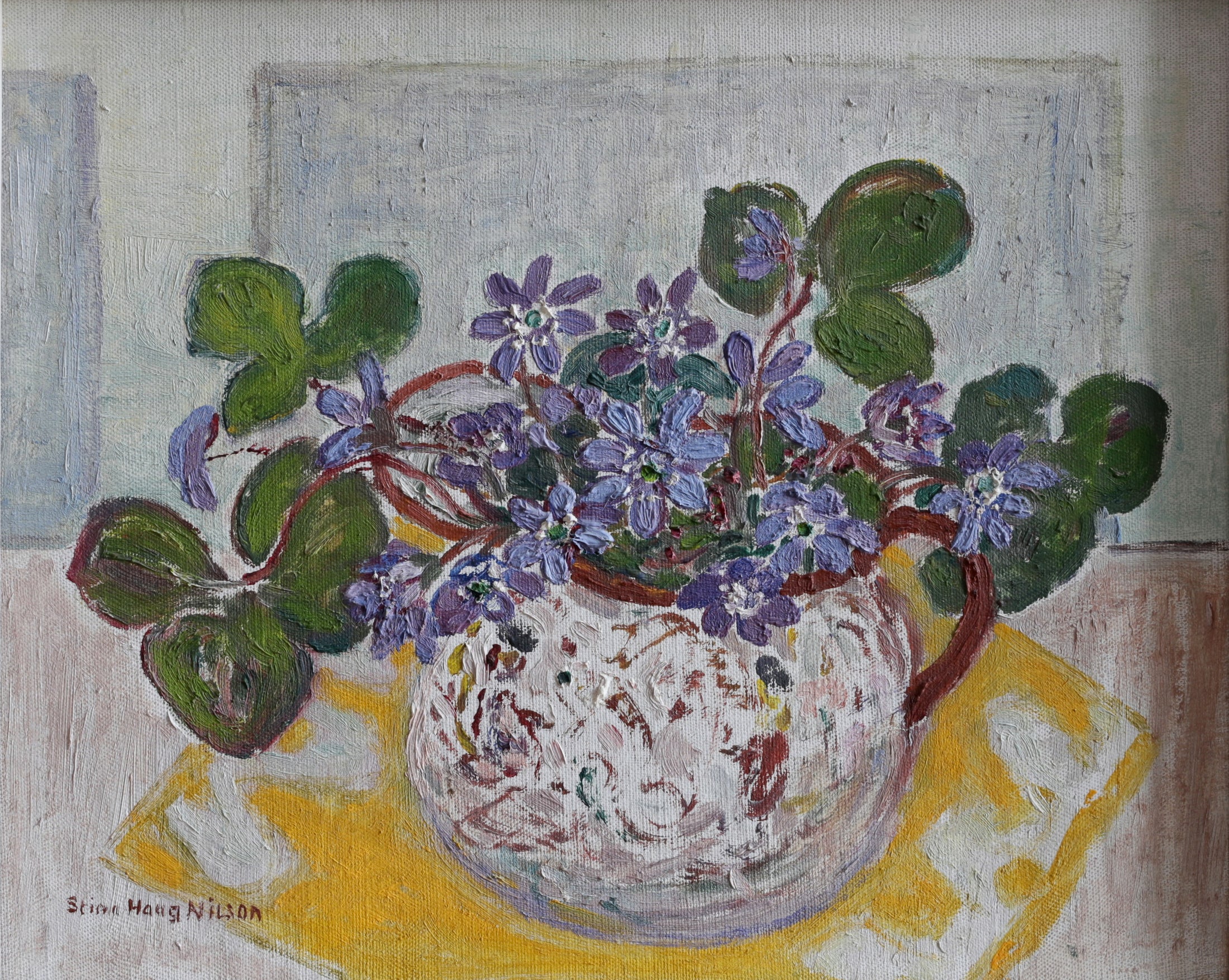 Swedish Mid Century Vintage Art Floral Still Life Oil Painting