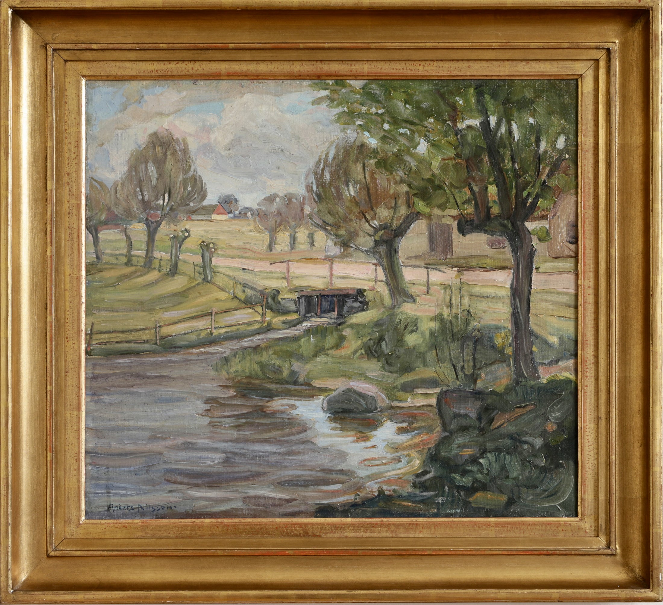 Vintage Art Room Original Landscape Oil Painting From Sweden