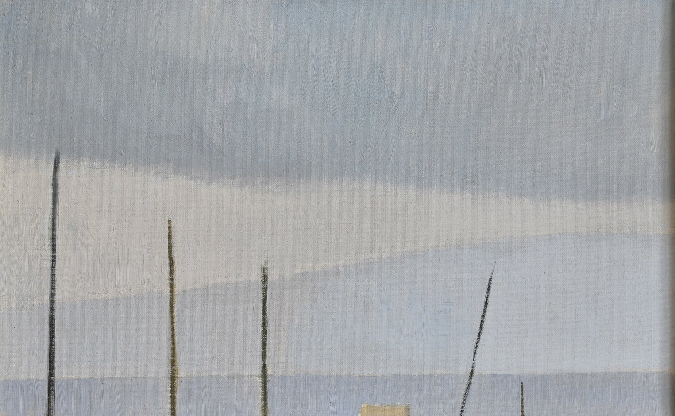 Mid Century Vintage Original Boat Oil Painting from Sweden