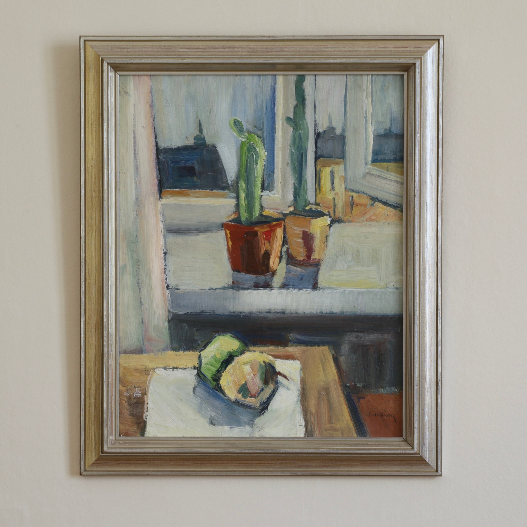 Original Vintage Mid Century Original Interior Oil Painting from Sweden