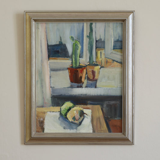 Original Vintage Mid Century Original Interior Oil Painting from Sweden