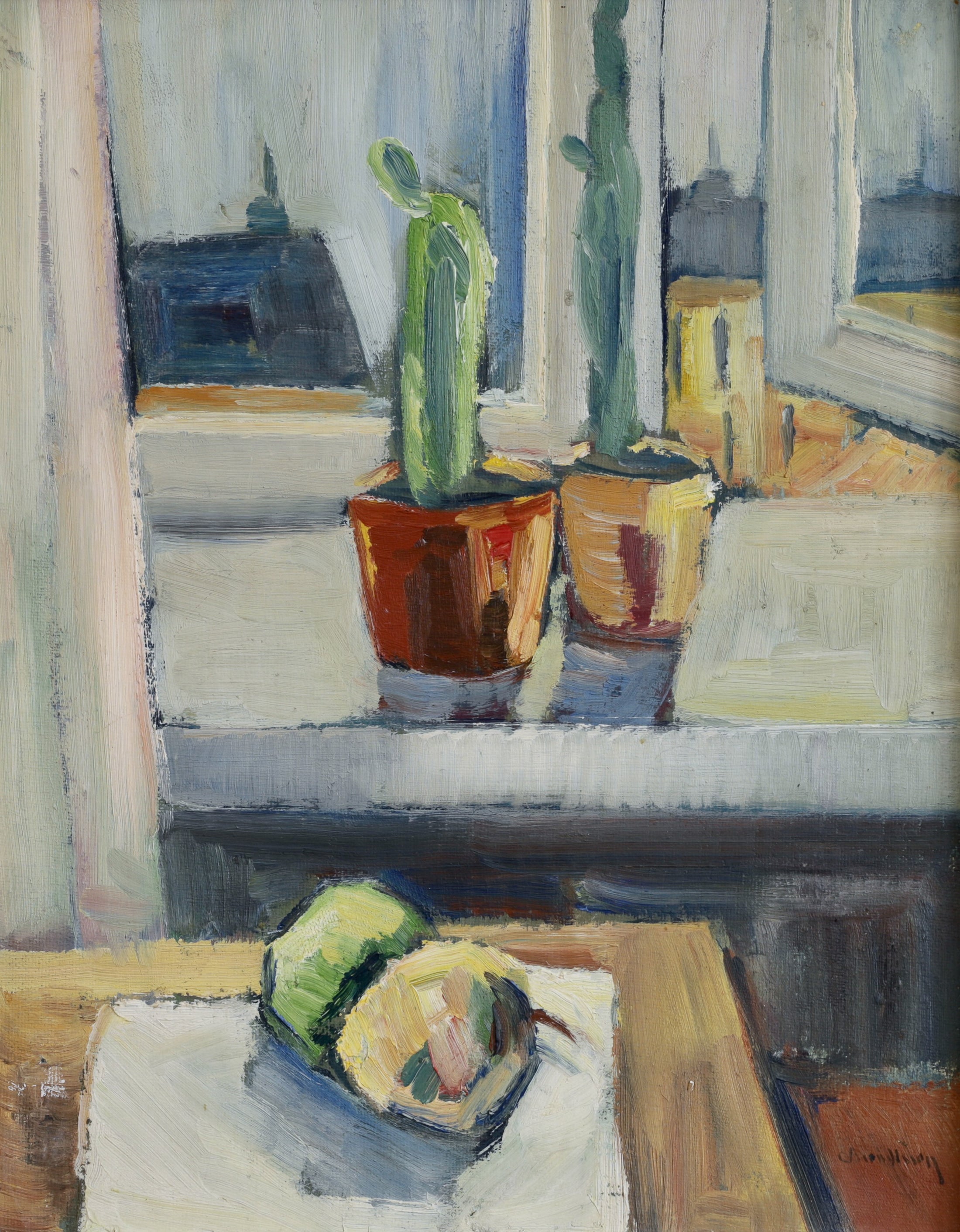 Original Vintage Mid Century Original Interior Oil Painting from Sweden