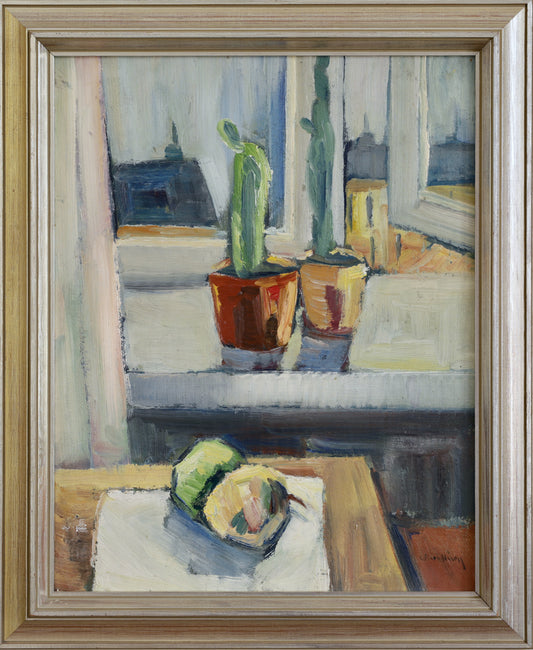 Original Vintage Mid Century Original Interior Oil Painting from Sweden