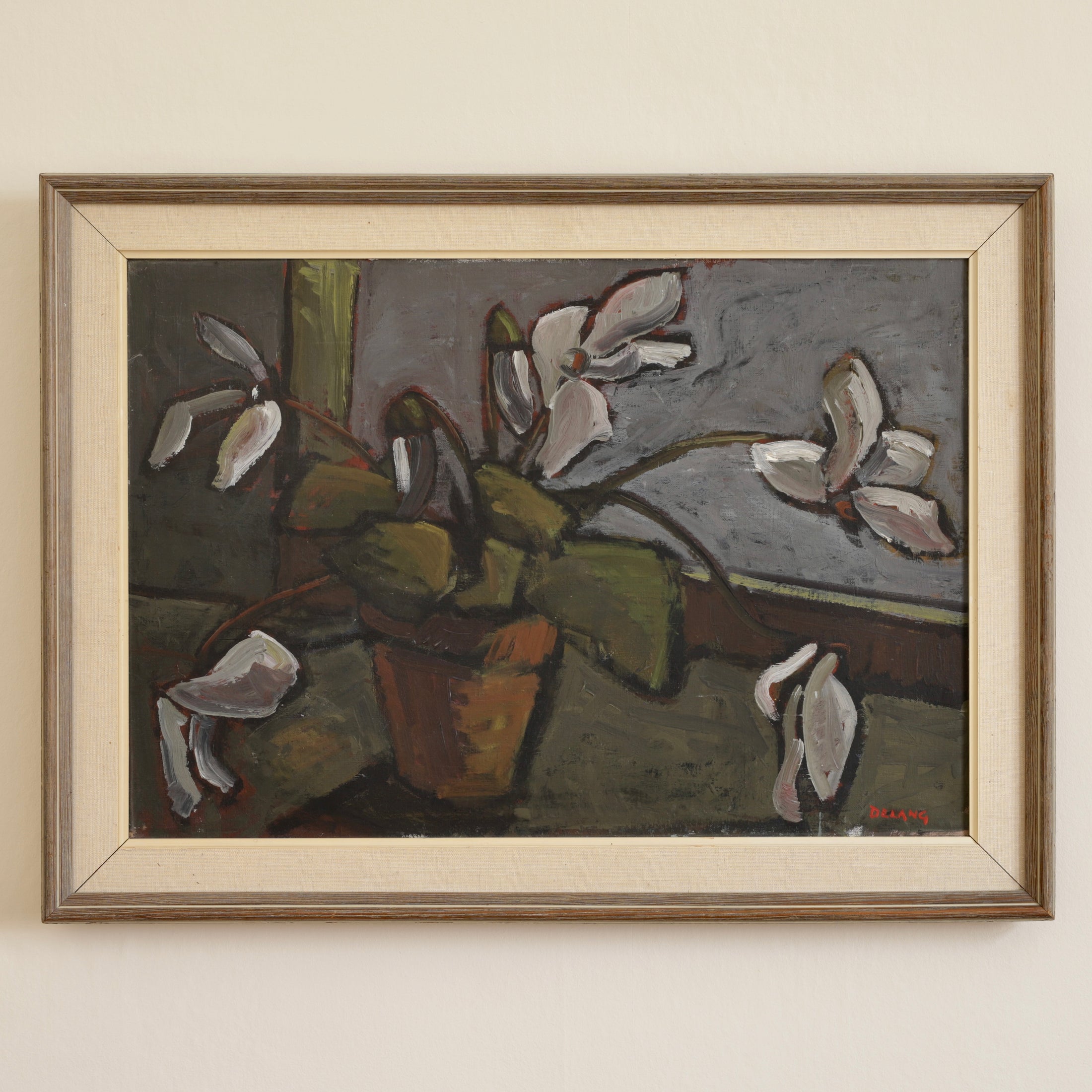 Mid Century Vintage Art Room Still Life Oil Painting from Sweden
